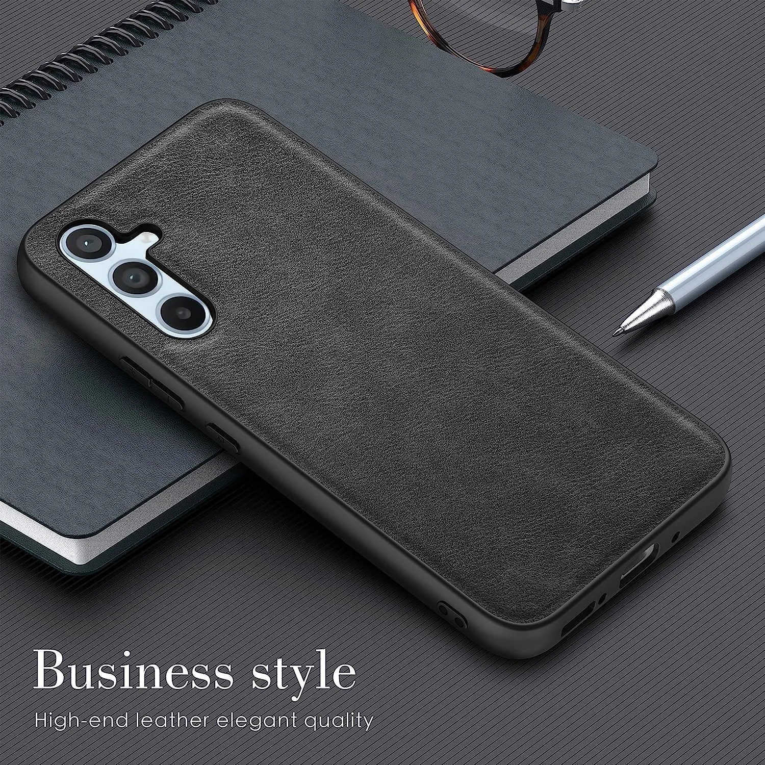 DL3 Mobilak Case for Samsung Galaxy A15 5G Leather, Anti-Drop, Anti-Shock, Non-Slip Texture, Simple Cell Phong Cover for Samsung Galaxy A15 5G - Black