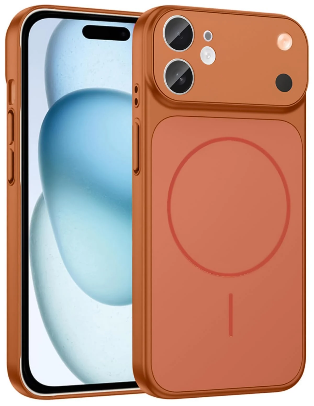 DL3 Mobilak Case for iPhone 11, Converter Design Cover, Compatible With MagSafe, Case with Glass Camera Panel, Built-in Camera Guard, Slim Shockproof Cover - Orange