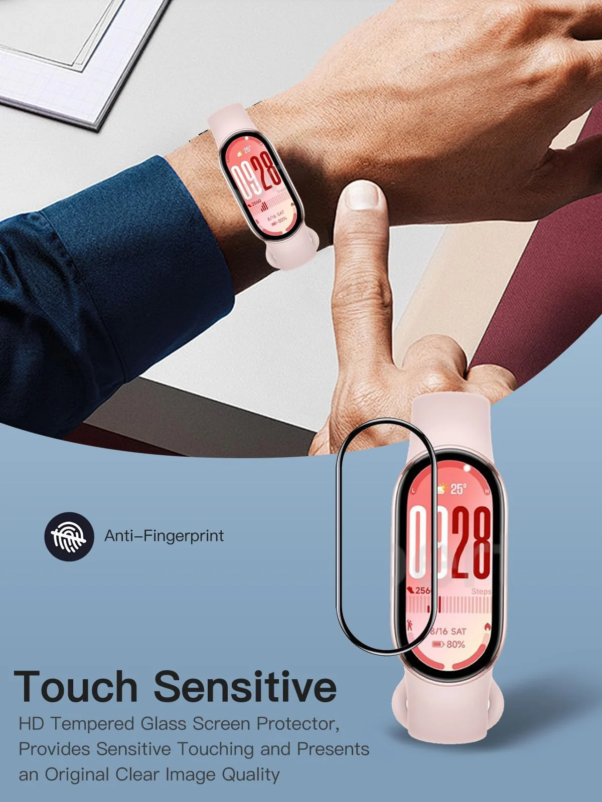 DL3 Mobilak Screen Protector For Xiaomi Mi Band 10/9/8, 3D Curved Soft Edge Protective Film [Anti-Scratch] [Bubble Free] [Ultra Shatterproof] [High Sensitive] (Not Glass) For Xiaomi Smart Band 8/9/10 - Black