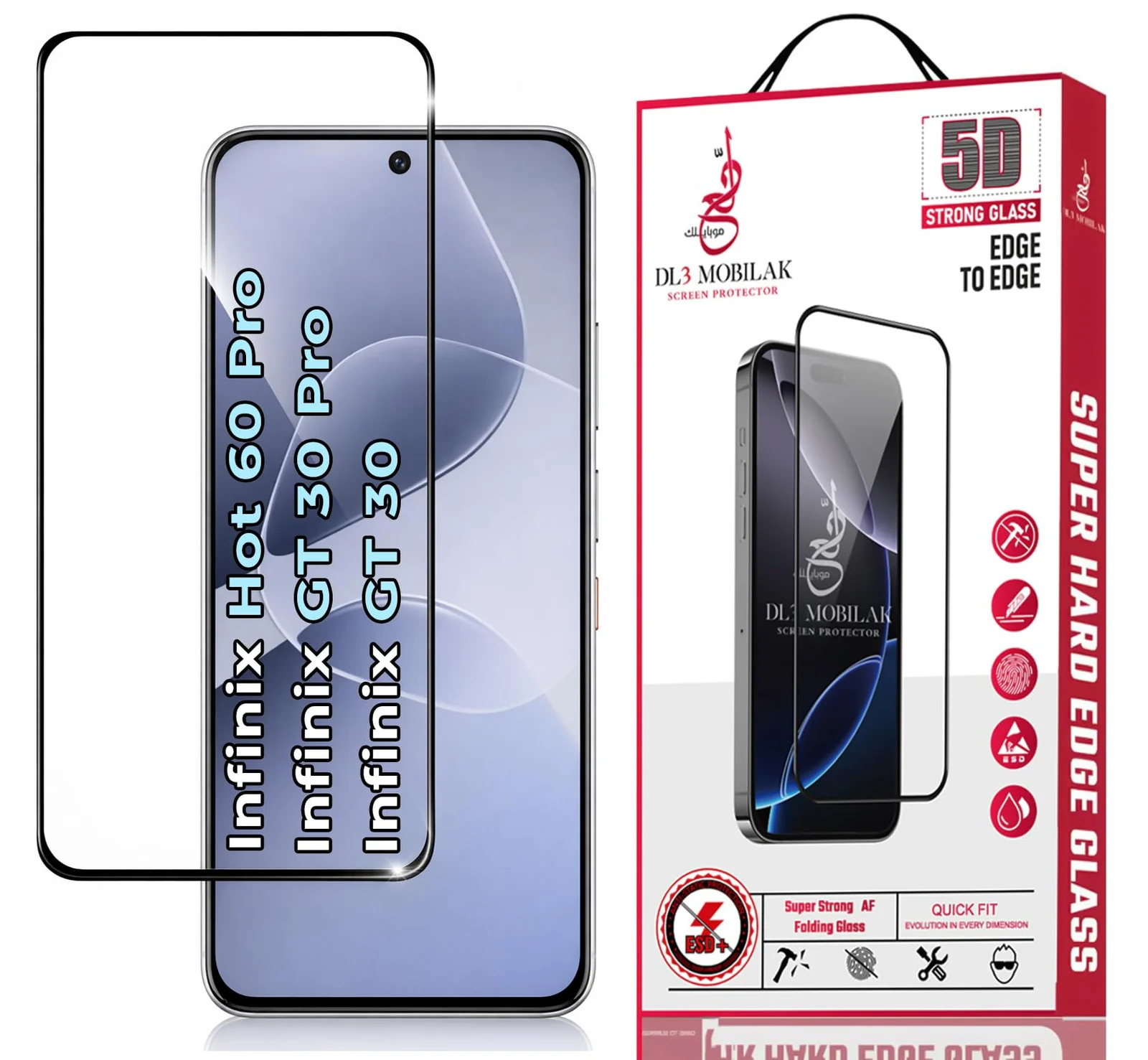 DL3 Mobilak for Infinix Hot 60 Pro/Infinix GT 30 Pro/GT 30 Tempered Glass Screen Protector, 9H Hardness Anti-Scratch Tempered Glass flim, Case Friendly, Anti-Scratch - Clear