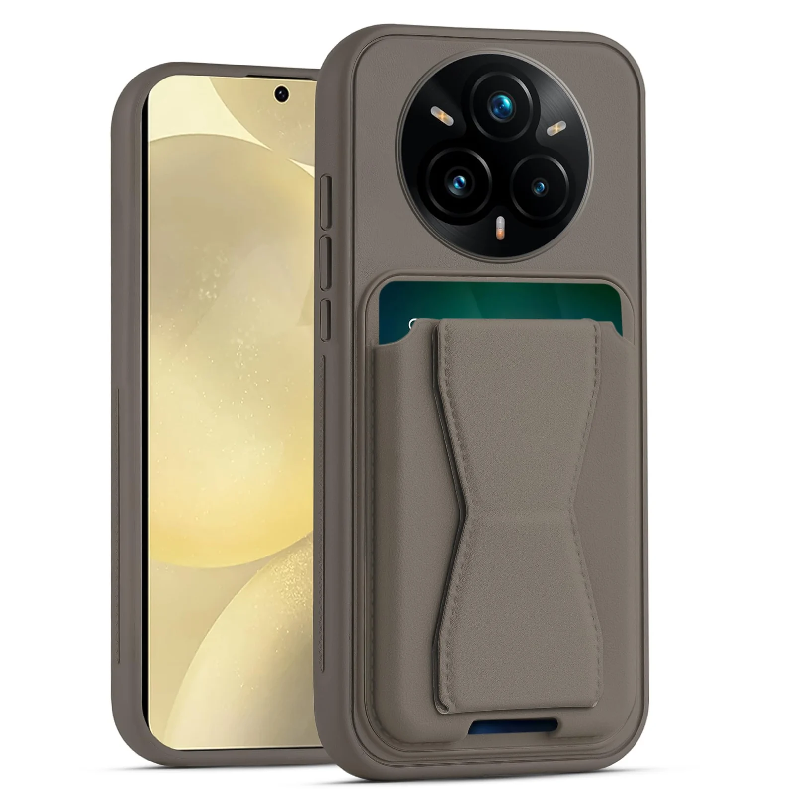 DL3 Mobilak Leather Wallet Case with Card Slot for realme 14 Pro+ Plus 5G with Camera Protection and Shockproof Design - Titanium