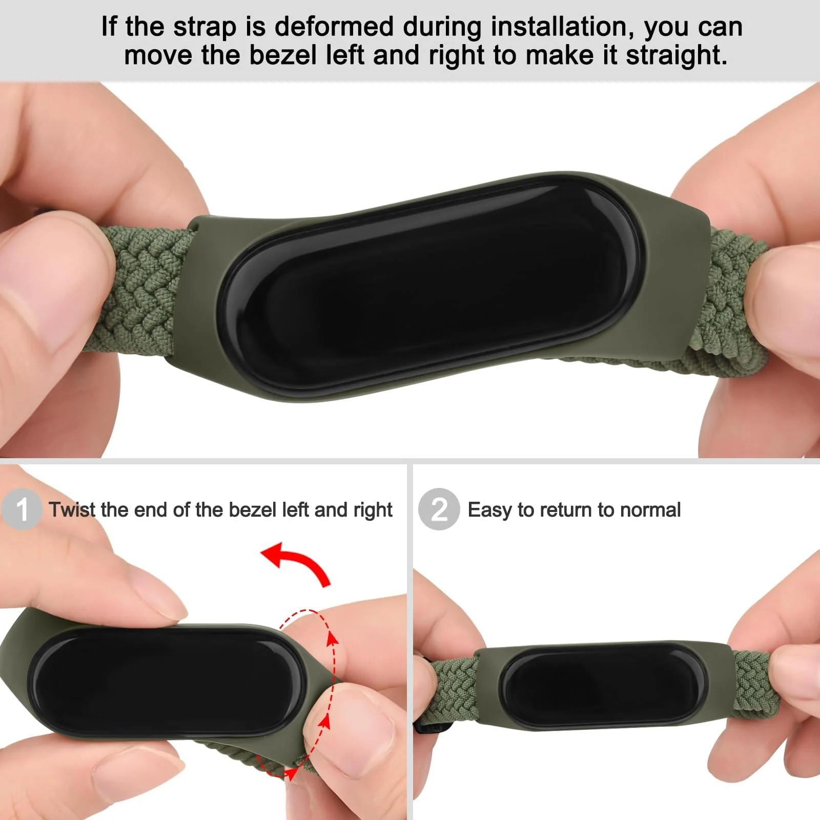 DL3 Mobilak Nylon Wristband Compatible for Xiaomi Mi Band 7/Mi Band 6/Mi Band 5/Mi Band 4/Mi Band 3, Adjustable Braided Elastic Solo Loop for Mi Band 7 6 5 4 3, Sport Strap Smart Watch Accessories - Green