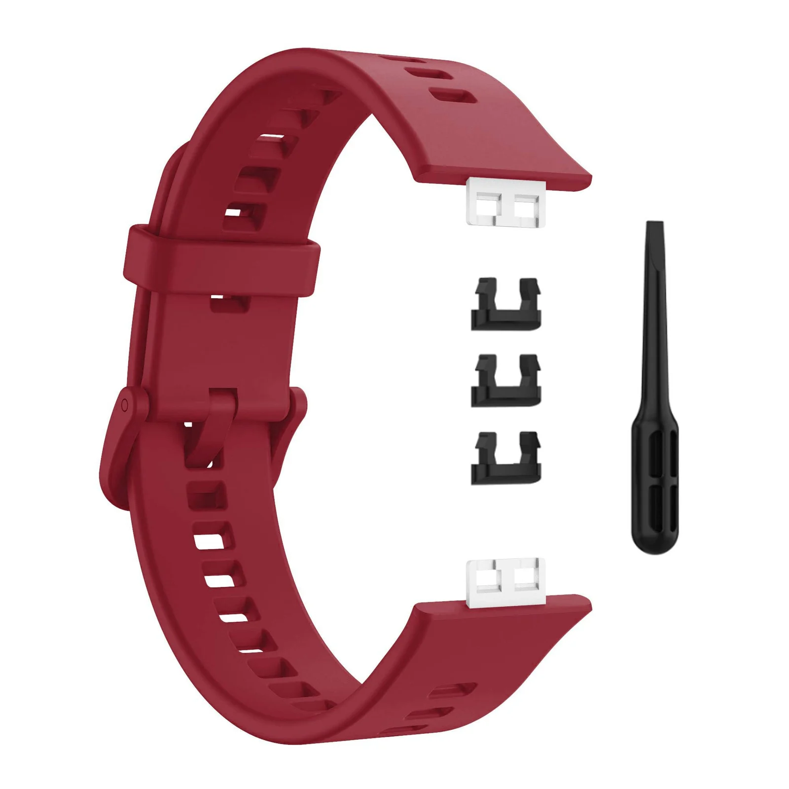 DL3 Mobilak Silicone Strap for Huawei Watch Fit, Soft Band Breathable Ultra-Light Waterproof Durable Adjustable Replacement Wristband - Dark Red