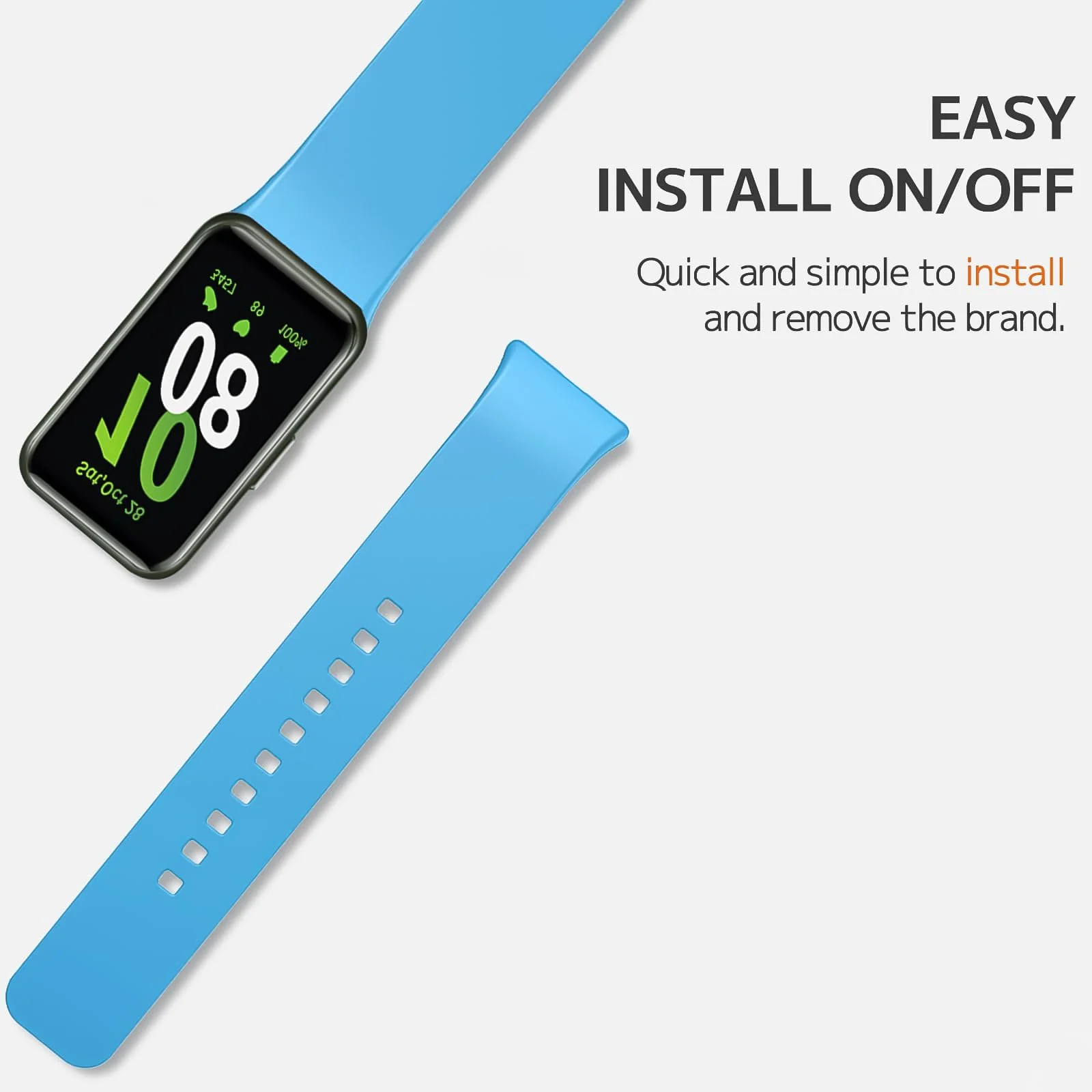 DL3 MOBILAK Silicone Bracelet for Samsung Galaxy Fit 3 Strap, Soft Silicone Sport Replacement Strap For Women/Men, Adjustable Waterproof Sports Band - Light Blue