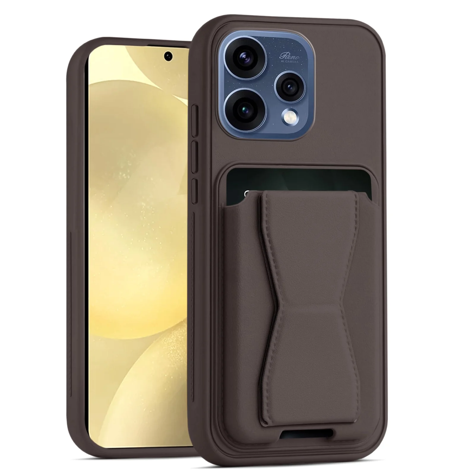 Dl3 Mobilak Leather Wallet Case Compatible with OPPO Reno 15 5G, Leather Back Cover With TPU Frame, Shockproof Protective Phone Case with Card Holder Stand - Black