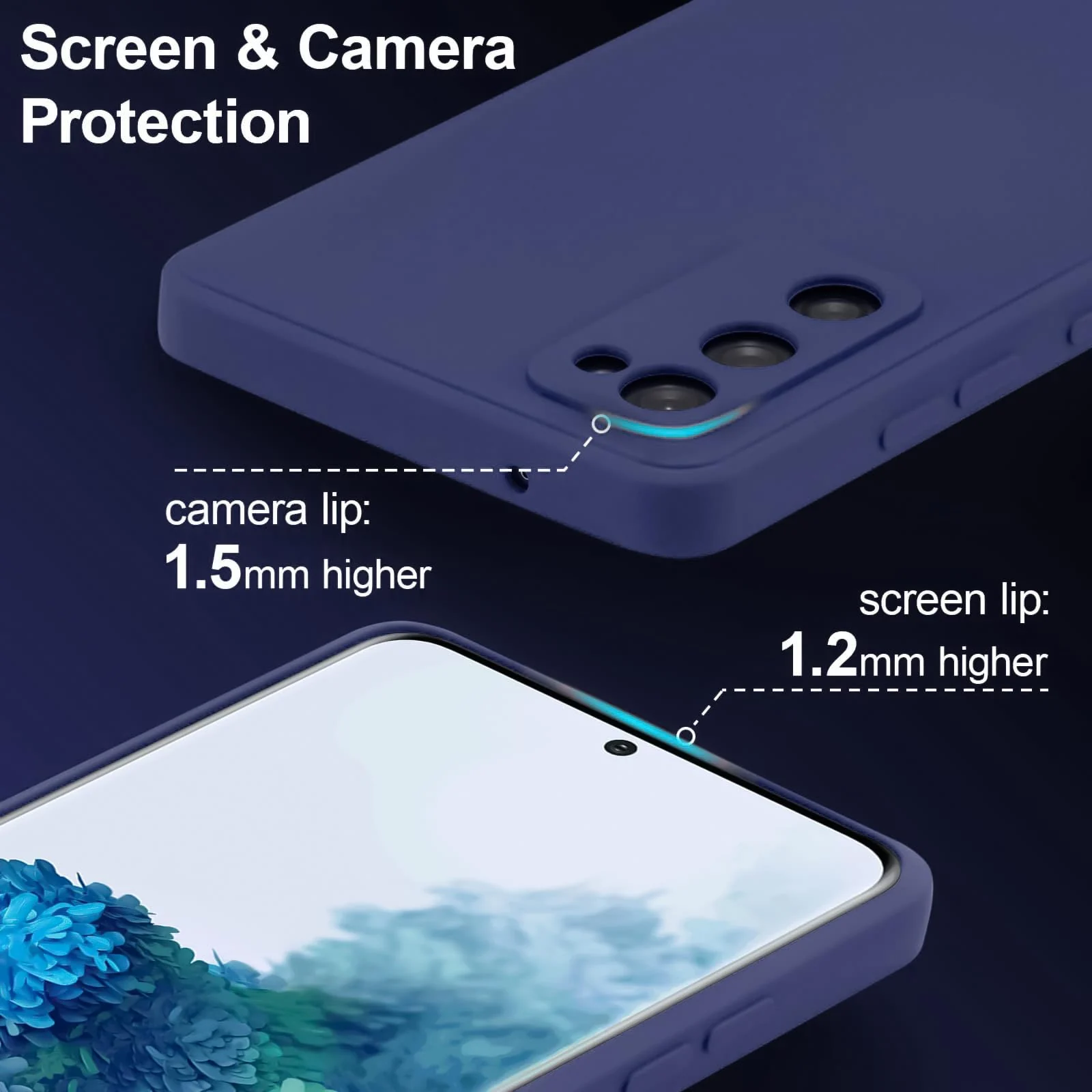 DL3 Mobilak Liquid Silicone Protective Case with Soft Microfiber Lining with Full Camera Protection for Samsung Galaxy S20 FE - Blue 2