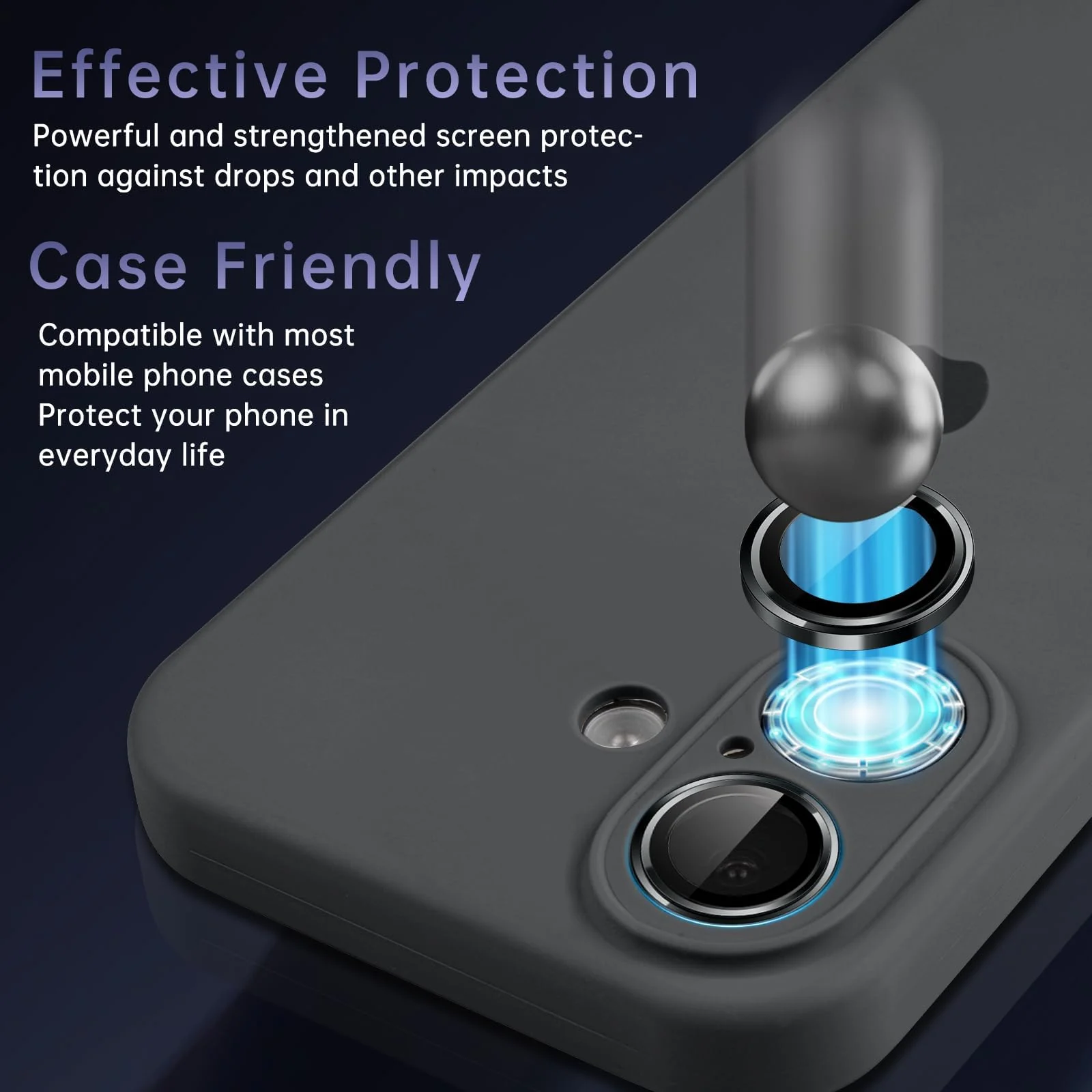 DL3 Mobilak Camera Lens Protector For iPhone 16/iPhone 16+ Plus, [Keep Original Shooting] Tempered Glass Screen Protector Metal Individual Camera Cover, Case Friendly - Black