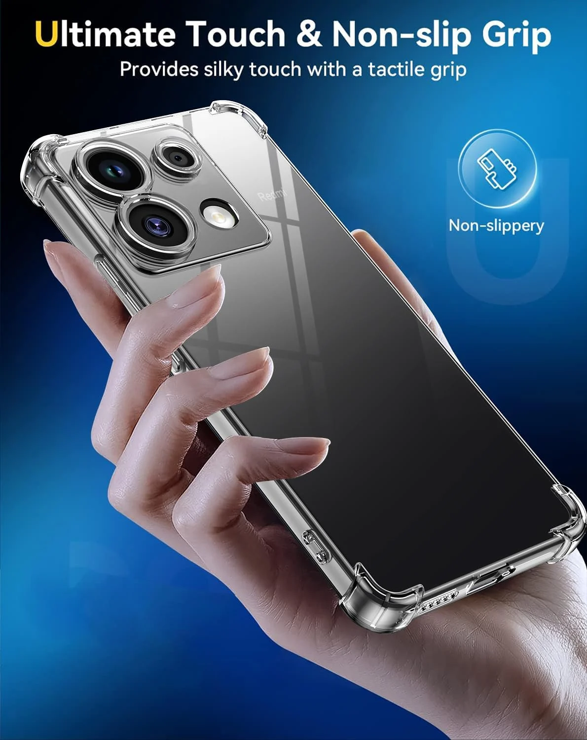 DL3 Mobilak Case Compatible with Xiaomi Redmi Note 13 Pro 4G/Poco M6 Pro 4G (Not Fit 5G), Cover Silicone TPU Gorilla Anti-shock Protector Camera Shockproof Corners - Clear