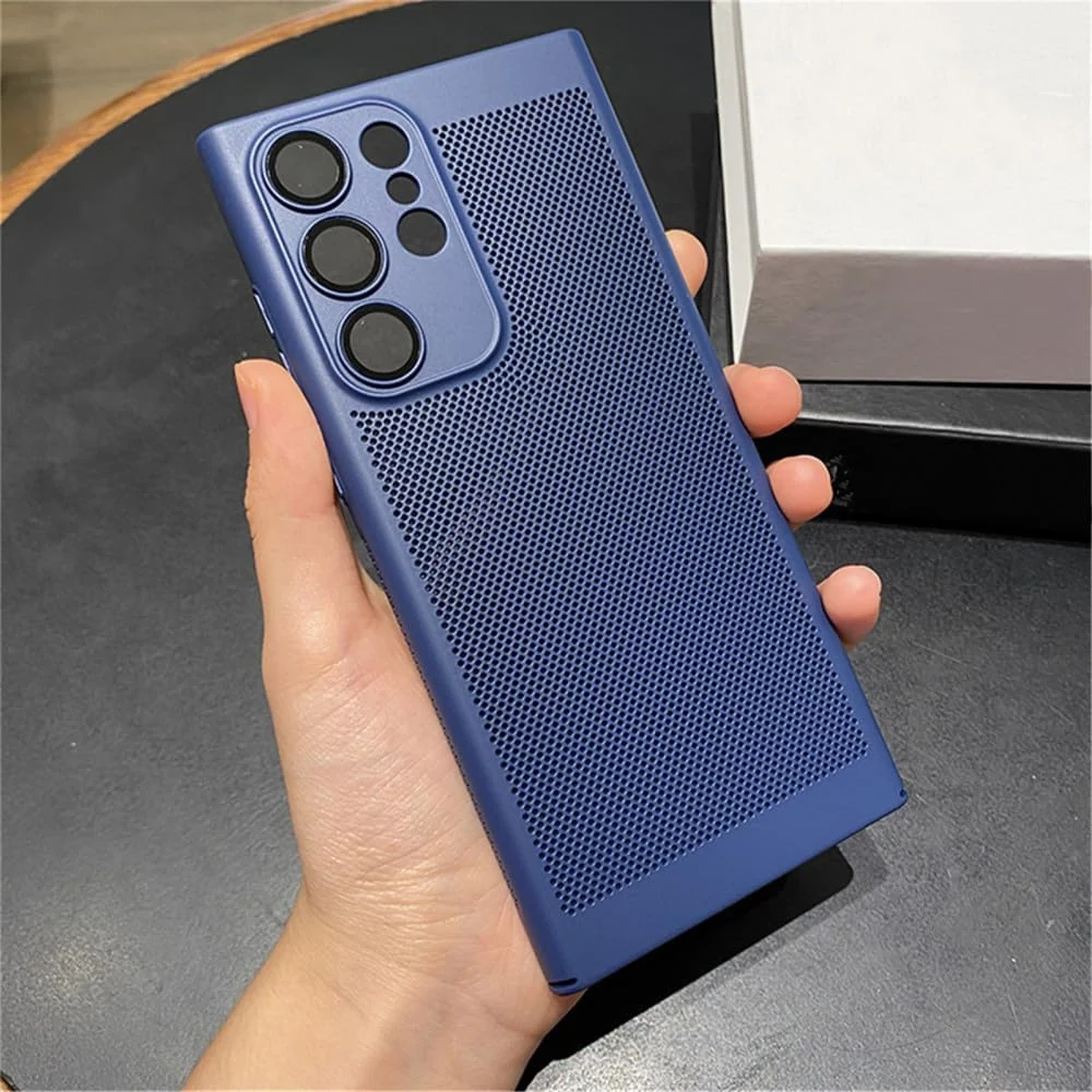 DL3 Mobilak Heat-Dissipation Hard PC Case with Built-In Camera Lens Protector for Samsung Galaxy S24 Ultra - Blue
