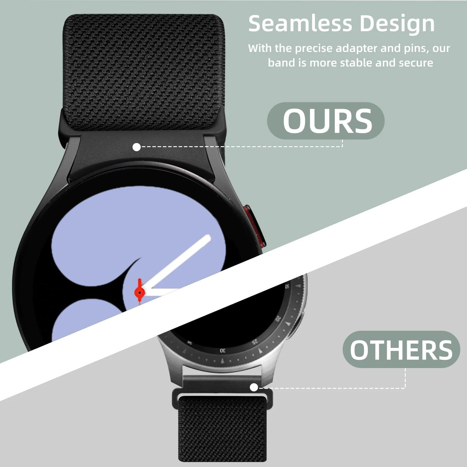 DL3 Mobilak Elastic Bands Compatible with Samsung Galaxy Watch 6 5 4 Bands 40mm 44mm/Watch 5 Pro Band 45mm/Watch 4 6 Classic Bands 42mm 43mm 46mm 47mm, Stretchy Nylon Solo Loop Strap - Black