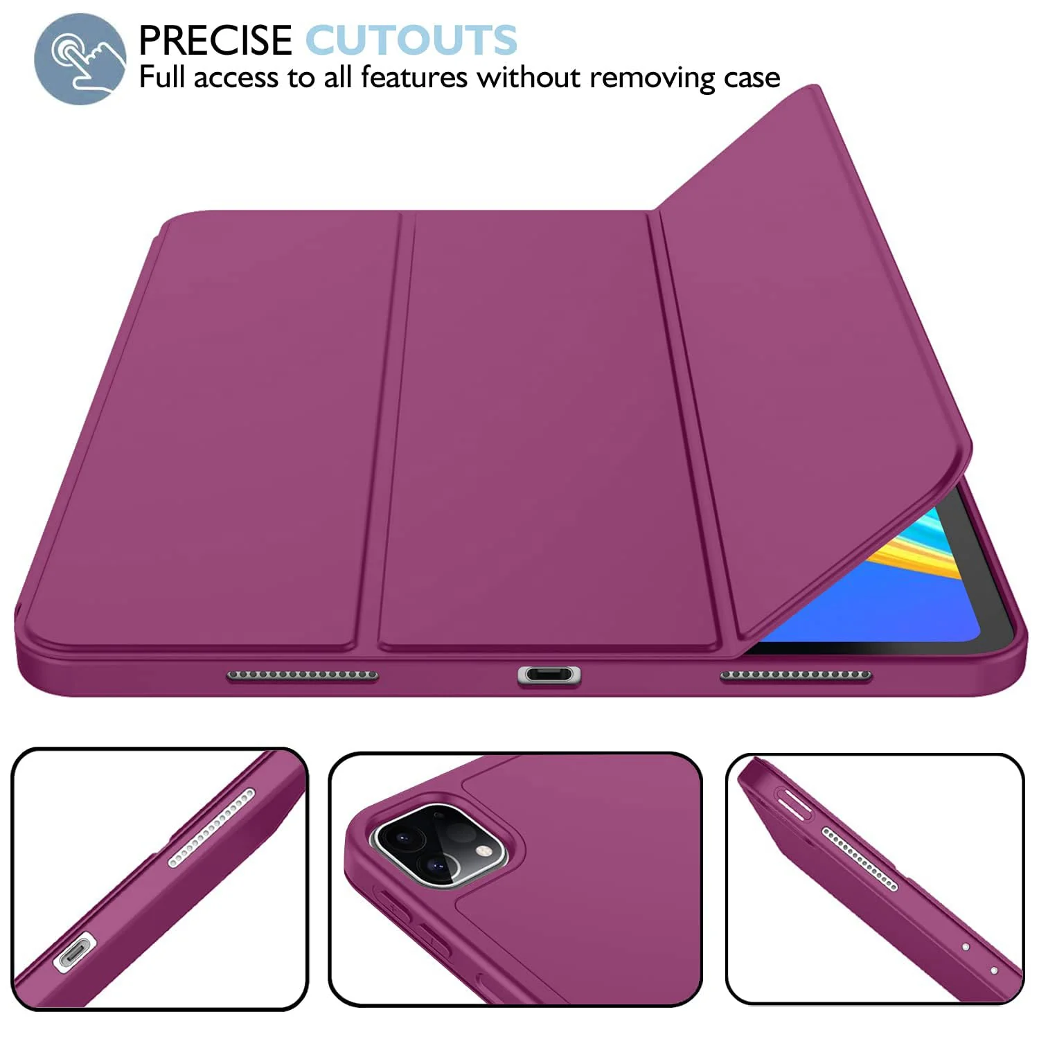 DL3 Mobilak Xiaomi Redmi Pad SE 8.7'' inch 2024 Tablet Case with Pen Holder, Soft TPU Back Trifold Stand Protective Smart Cover Flip, Auto Wake&Sleep - Rose Red