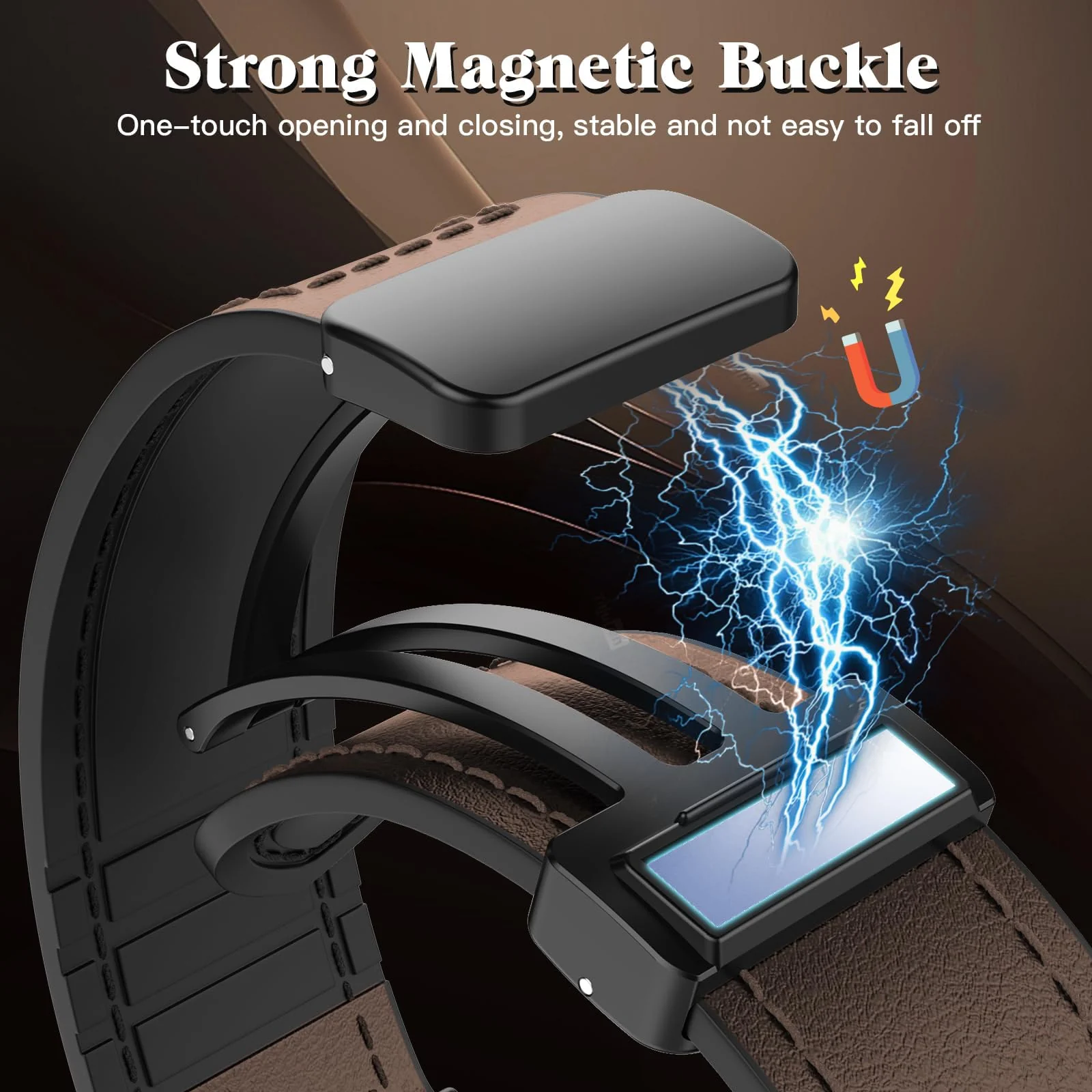 DL3 Mobilak Leather Bands Compatible with Apple Watch Band 49mm 45mm 44mm 42mm, Leather Magnetic Buckle Design Strap For iWatch Ultra Ultra 2 SE Series 9 8 7 6 5 4 3 2 1 Wristband For Men Women - Black
