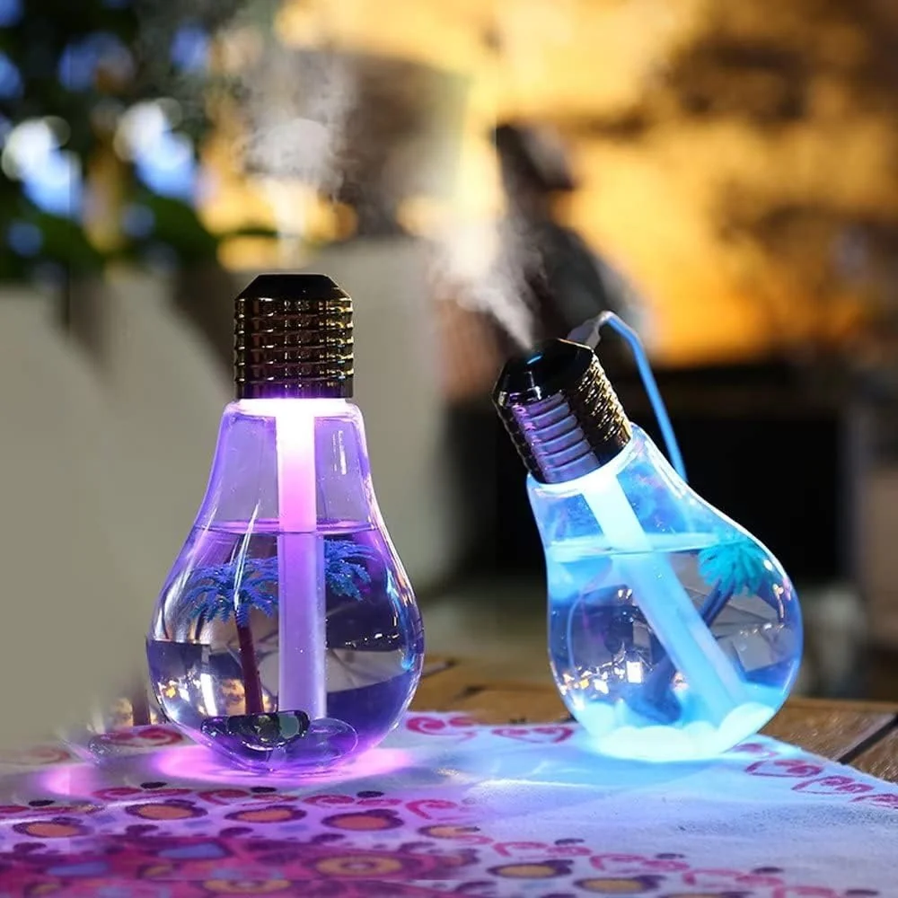 Mobigon Wood Cool Mist Ultrasonic Humidifier for Room Moisture, Aroma Diffuser for Home, 400ml Essential Oil Diffuser with 7 Colorful Night Light, Auto Shut-Off, Home, Office - Style 1
