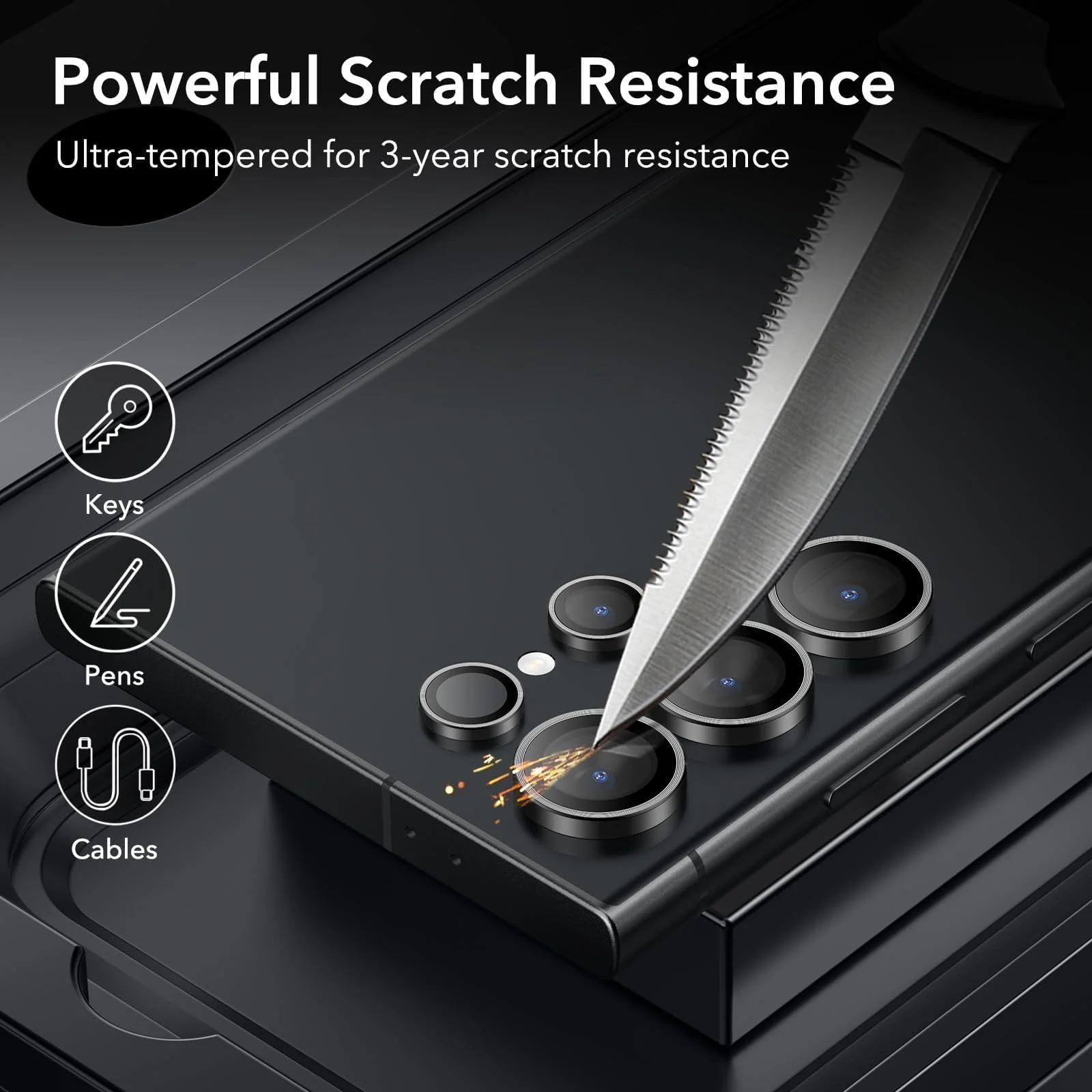 DL3 Mobilak for Samsung Galaxy S22 Ultra Camera Lens Protector, Individual Lens Protectors, Scratch-Resistant Ultra-Thin Tempered Glass with Aluminum Ring Cover, Galaxy S22 Ultra Case Friendly - Black