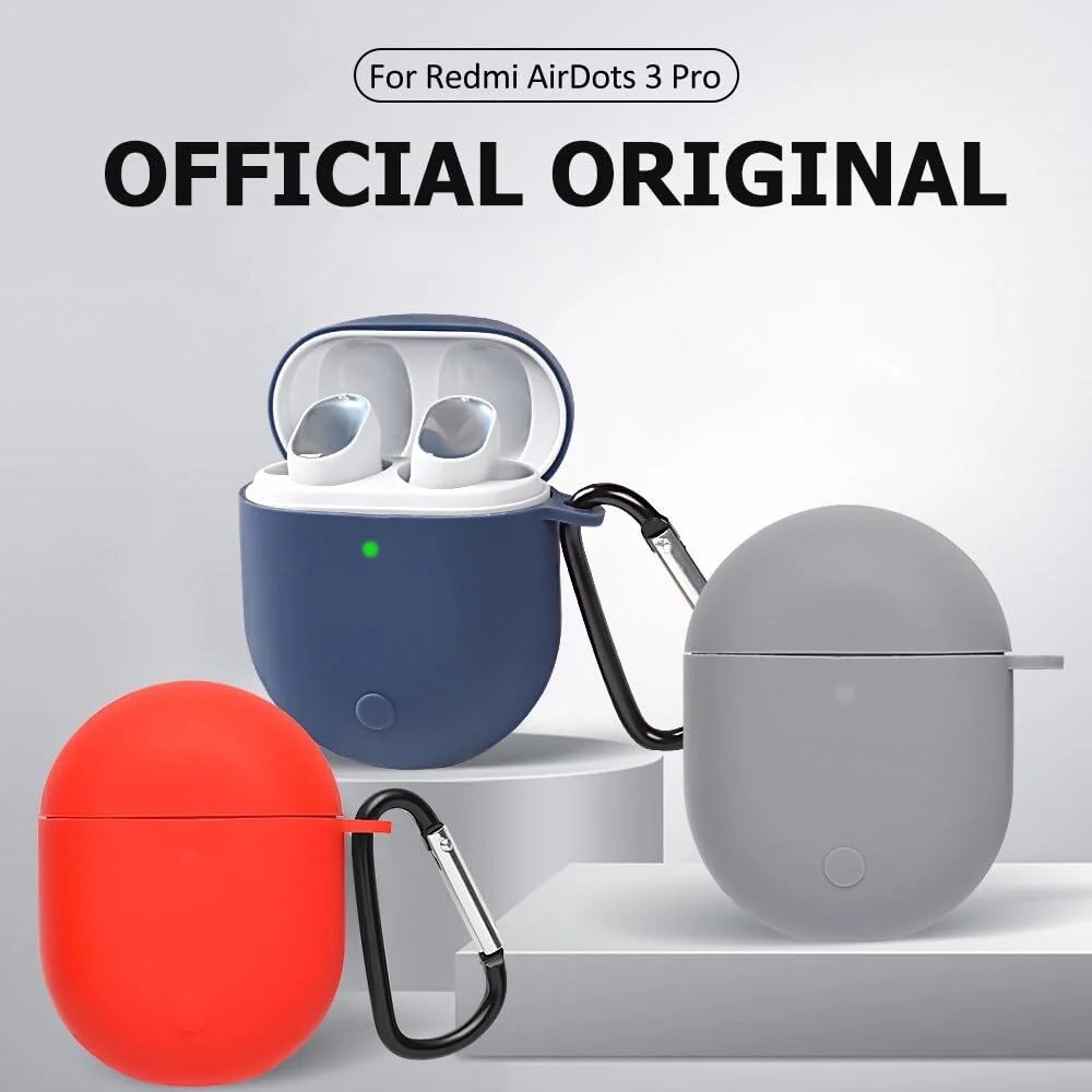 DL3 Mobilak Silicone Case Compatible withXiaomi Redmi Buds 3 Pro/Airdots 3 Pro Earbuds, Soft Silicone Protective Case Cover, Shockproof Sleeve with Carabiner - Red