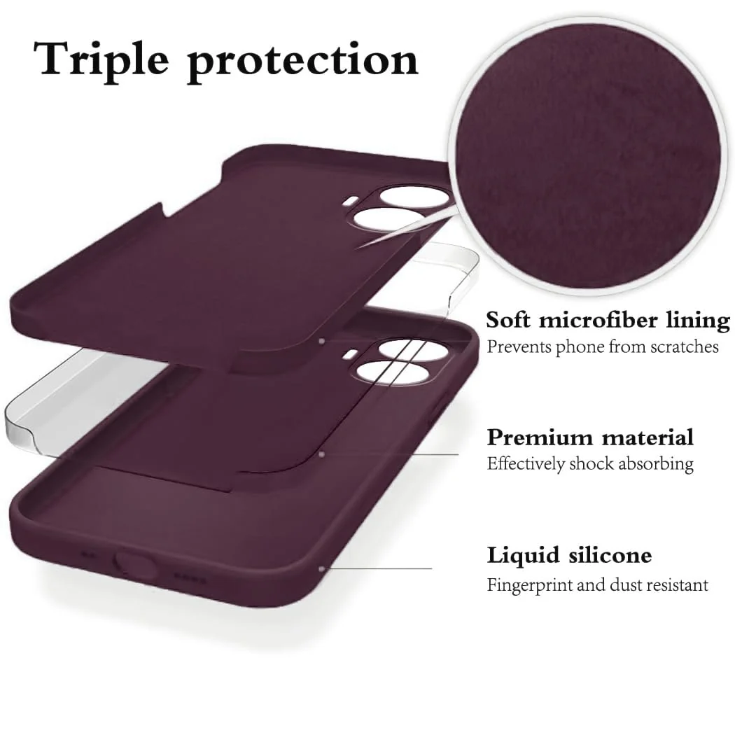 DL3 Mobilak Soft Silicone Protective Case for realme C55 / realme Narzo N55 with Microfiber Lining and Shockproof Design - Wine Red