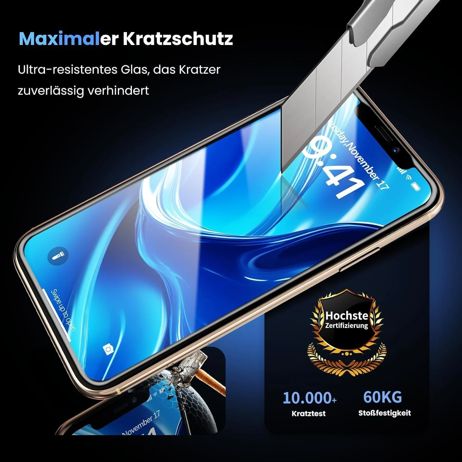 DL3 Mobilak for iPhone 13 Pro Max/iPhone 14 PlusTempered Glass Screen Protector, 9H Hardness Anti-Scratch Tempered Glass flim, Case Friendly, Anti-Scratch - Black
