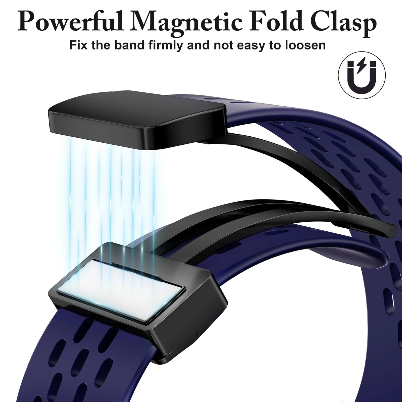 DL3 Mobilak Silicone Strap Compatible with Huawei Watch Fit 3/Fit 4/Fit 4 Pro Magnetic Metal Buckle Sport Silicone Breathable Strap for Men Women Band Quick Release Soft Replacment Wristband - Midnight Blue