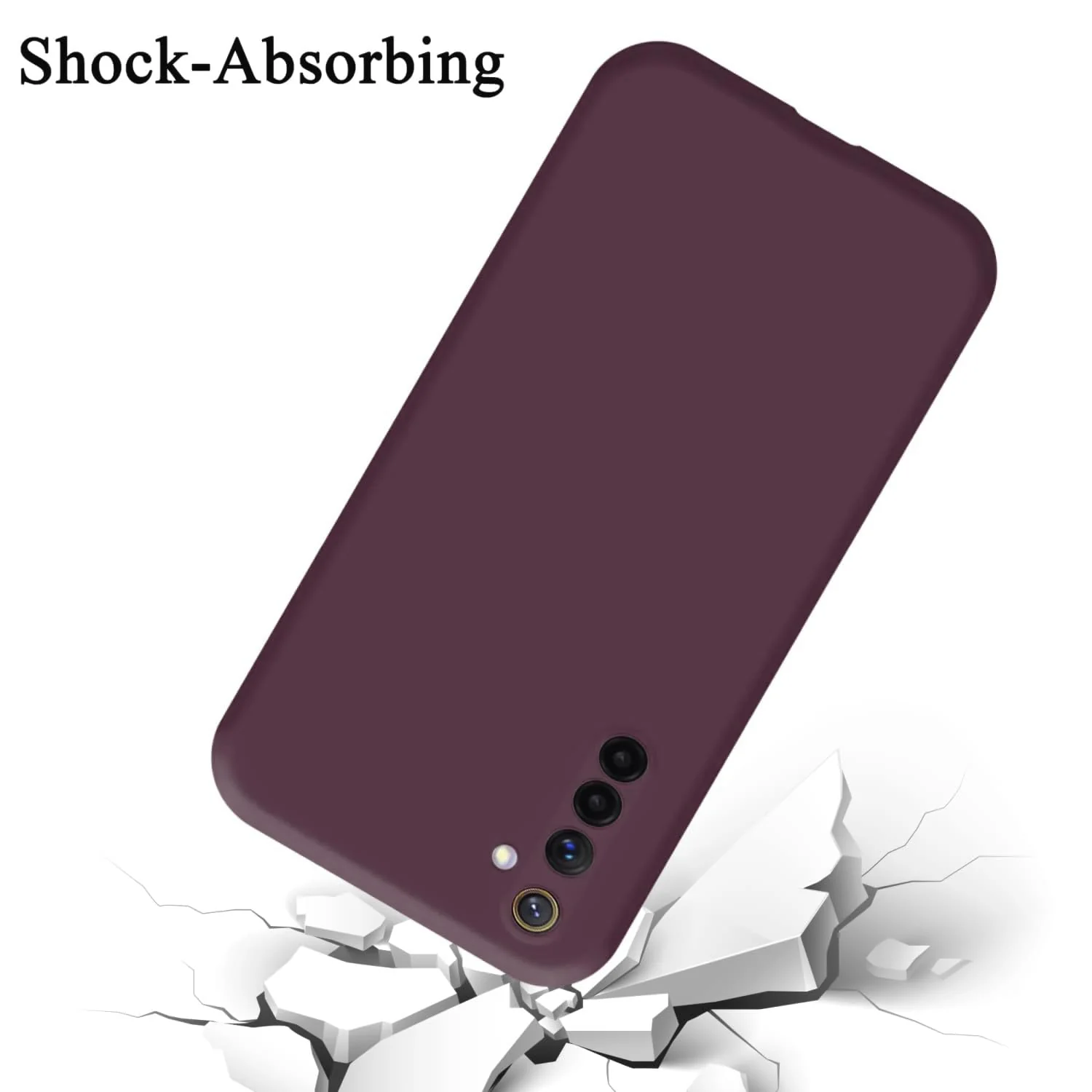 DL3 Mobilak Soft Silicone Protective Case for realme 6 with Microfiber Lining and Shockproof Design - Wine Red