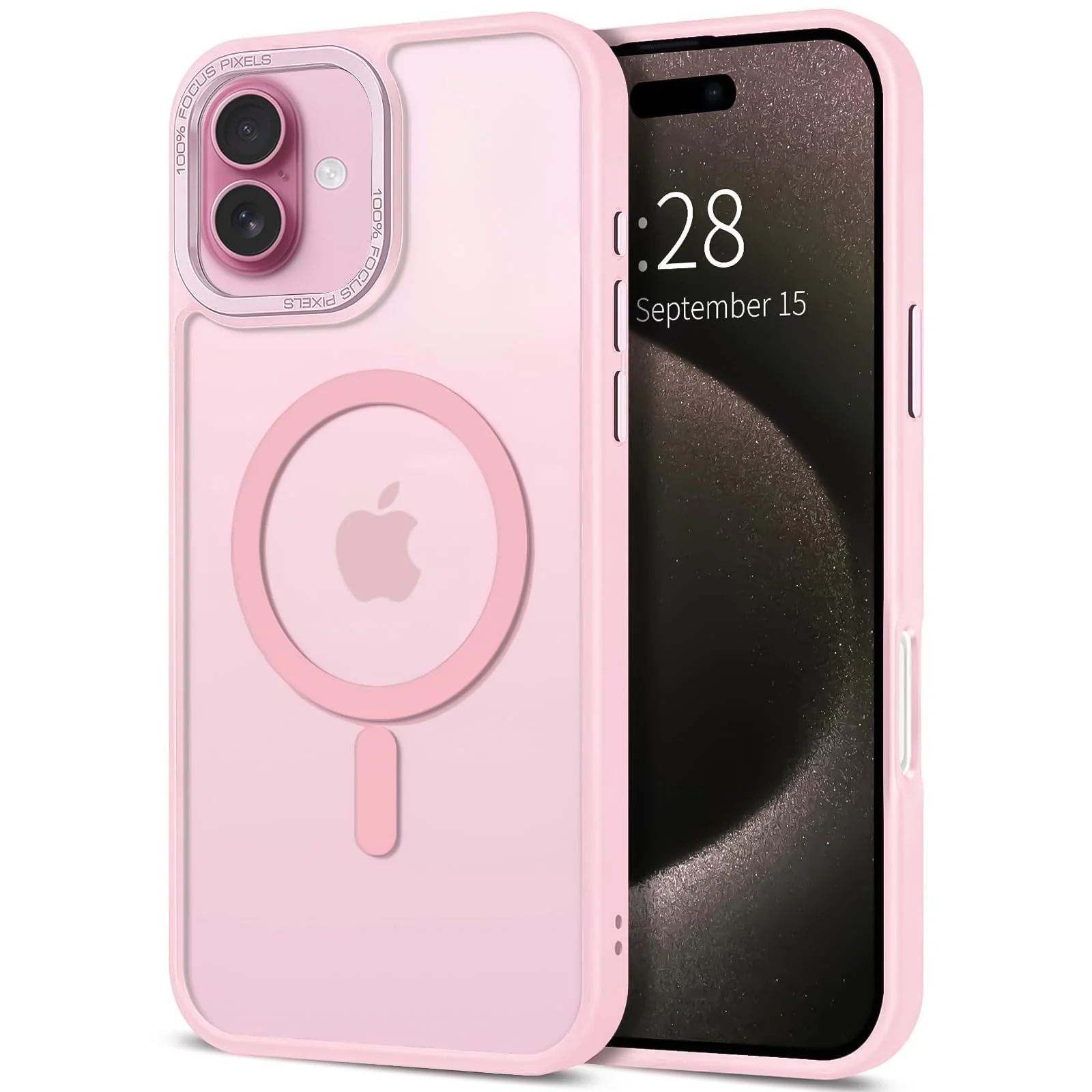 DL3 Mobilak Wallet Case with Card Slot for iPhone 16 6.1-Inch with Ring Holder and Magnetic Car-Mount Support - Pink