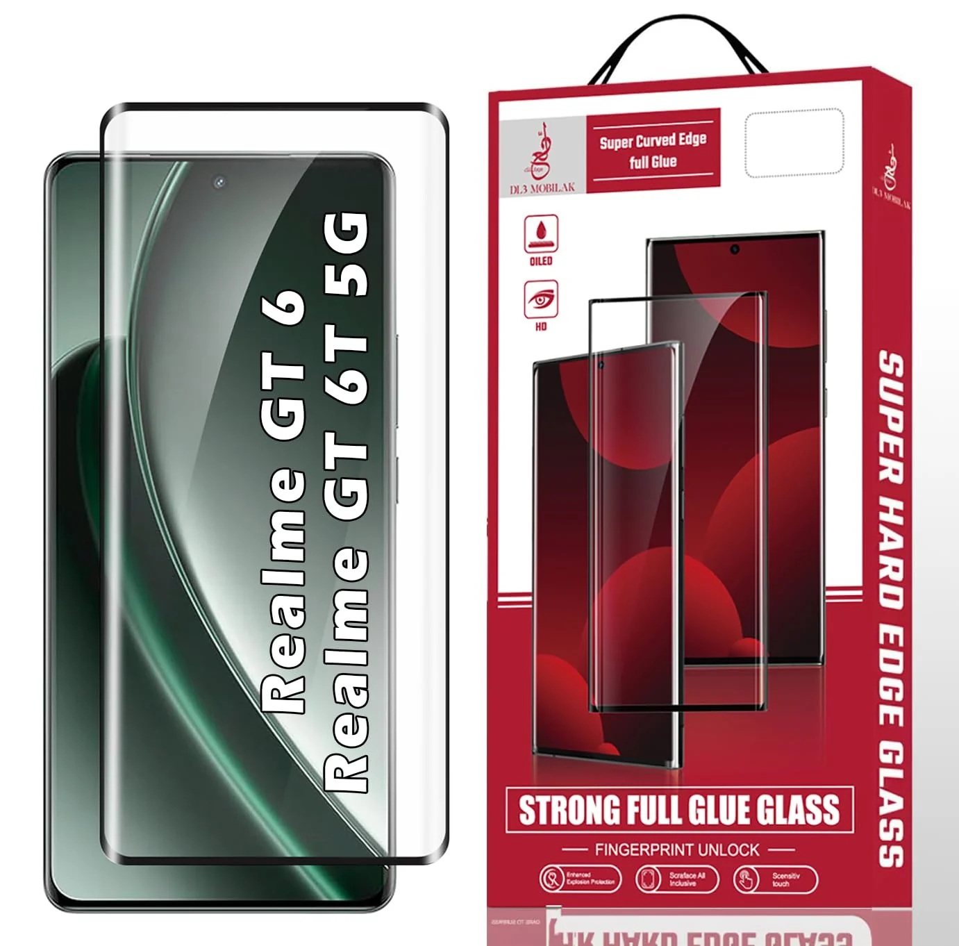 DL3 Mobilak Screen Protector for realme GT 6/realme GT 6T, Tempered Glass Screen Saver Premium HD Protective, Scratch Resistant, NO-Bubble, 9H Hardness, Full Coverage Film - Clear