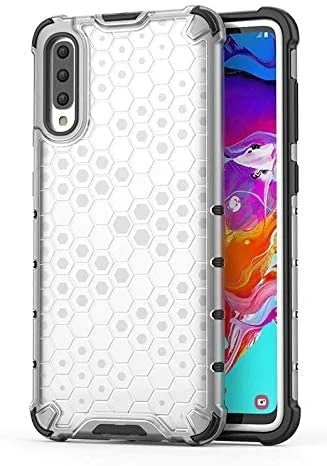 DL3 Mobilak Honeycomb Protective Case for Samsung Galaxy A70 / A70S, Shock-absorbing protection, Transparent design, Slim, lightweight profile - Clear