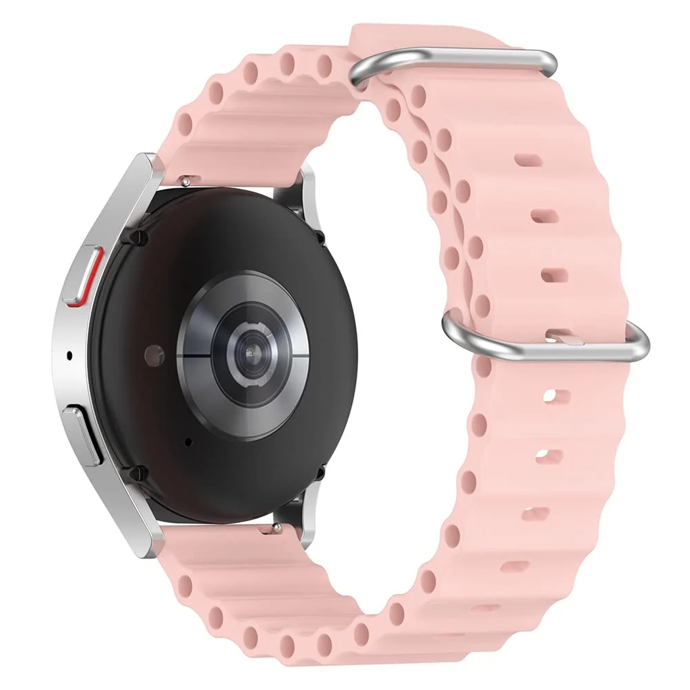 Dl3 Mobilak Ocean Bands Silicone 20MM Strap For Samsung Gear Sport/Watch 4/Watch 5 /Watch 5 Pro/S2 classic/active 2 40MM 44MM/Amaz fit GTS 3/ GTS4/4 Mini/Bip 3/Pro/GTS 2 mini/GTS 2e/Bip U (Pink)
