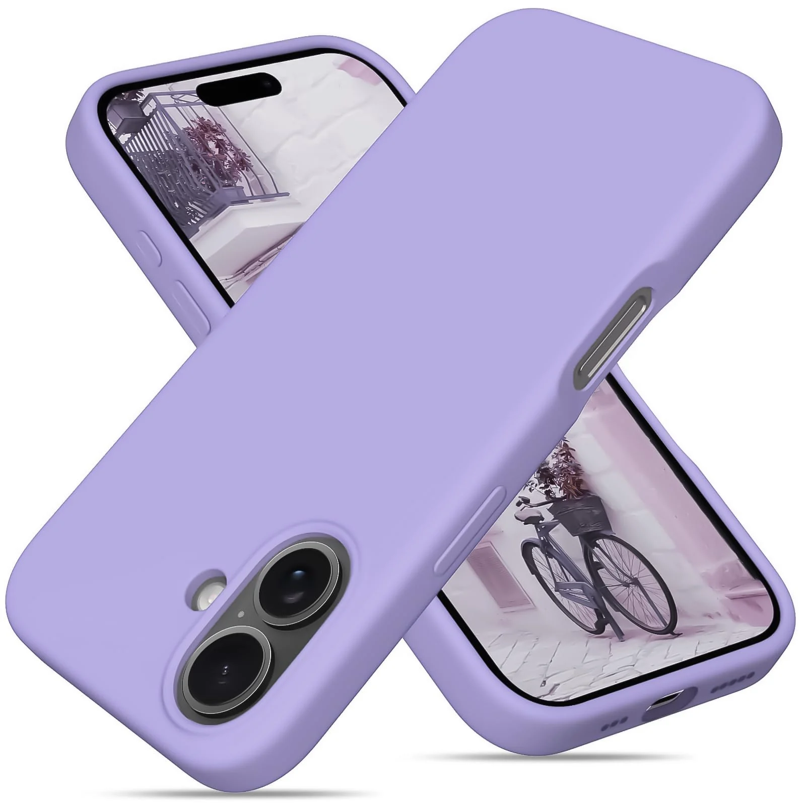 DL3 Mobilak Liquid Silicone Protective Case for iPhone 17 6.3-Inch with Microfiber Lining and Shockproof Design - Light Purple
