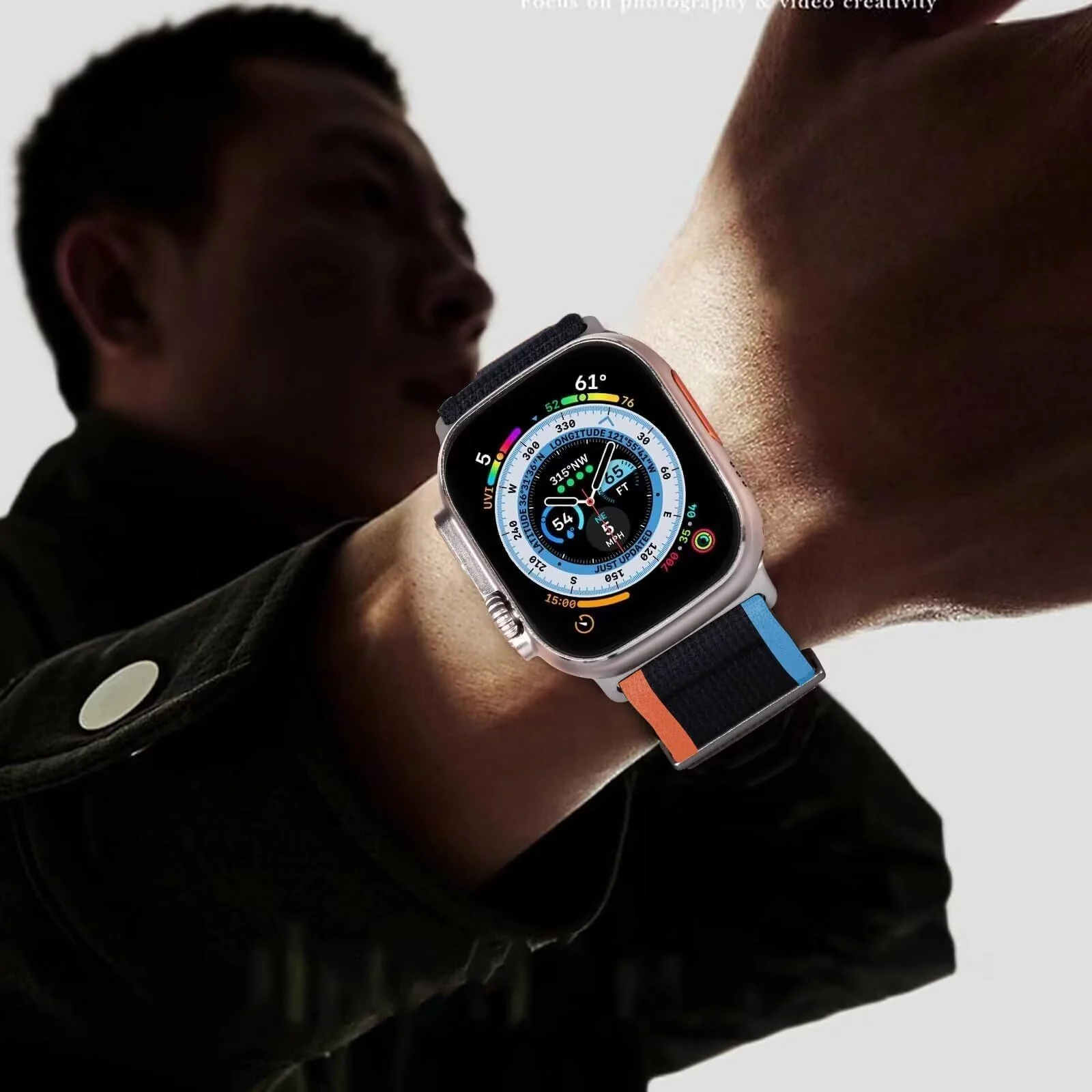 DL3 Mobilak Trail Loop Strap for Apple Watch Ultra Band 49mm 45mm 44mm 42mm iWatch Ultra Band Men Women, Rugged Sport Strap Soft Nylon Wristband for iWatch Ultra 2 Bands Series 9 8 7 6 5 4 3 2 1 SE - Navy Blue