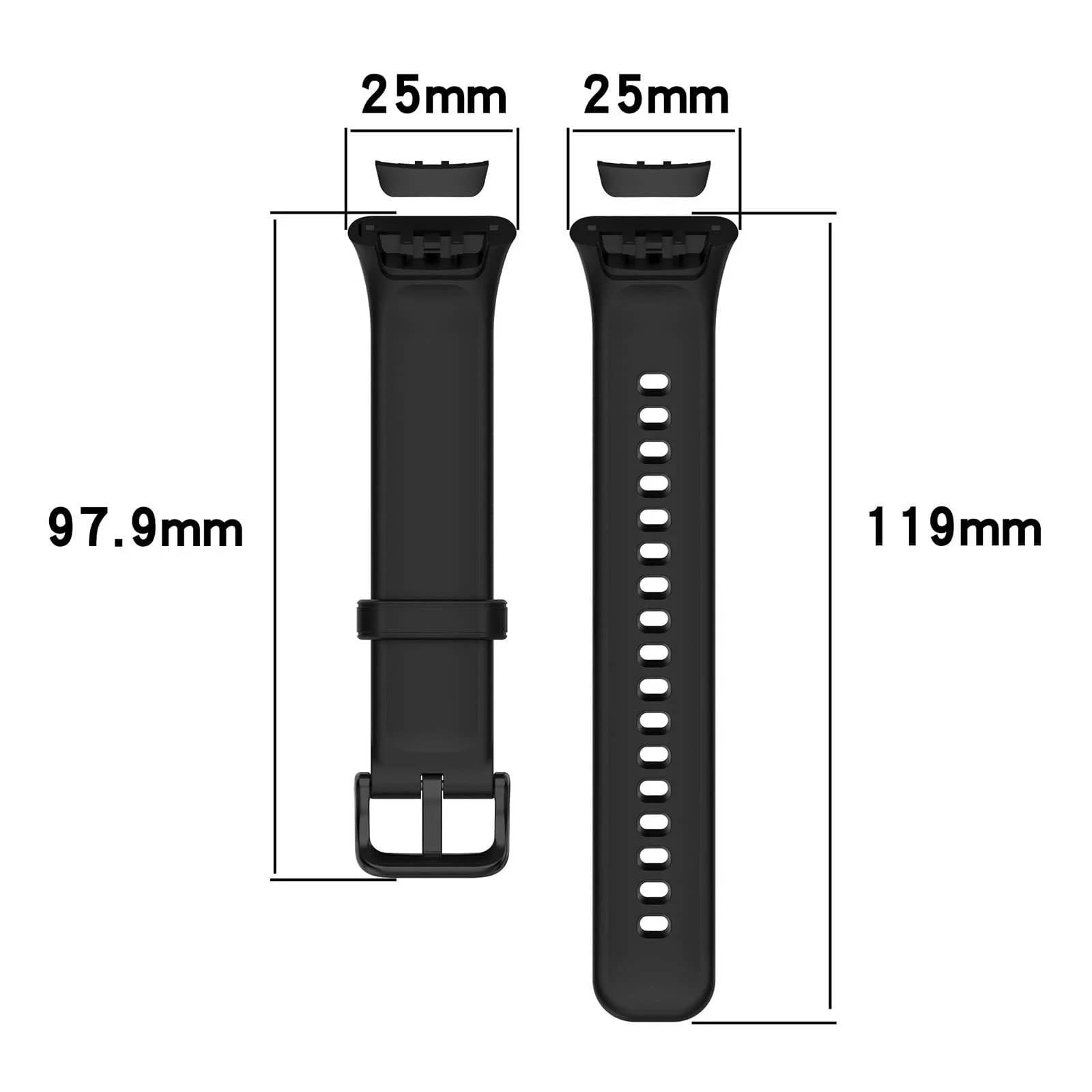 DL3 Mobilak Silicone Strap for OPPO Band 2, [Breathable] Soft Silicone Replacement Strap for Men and Women, Pin Buckle Design, for OPPO Band2 - Black
