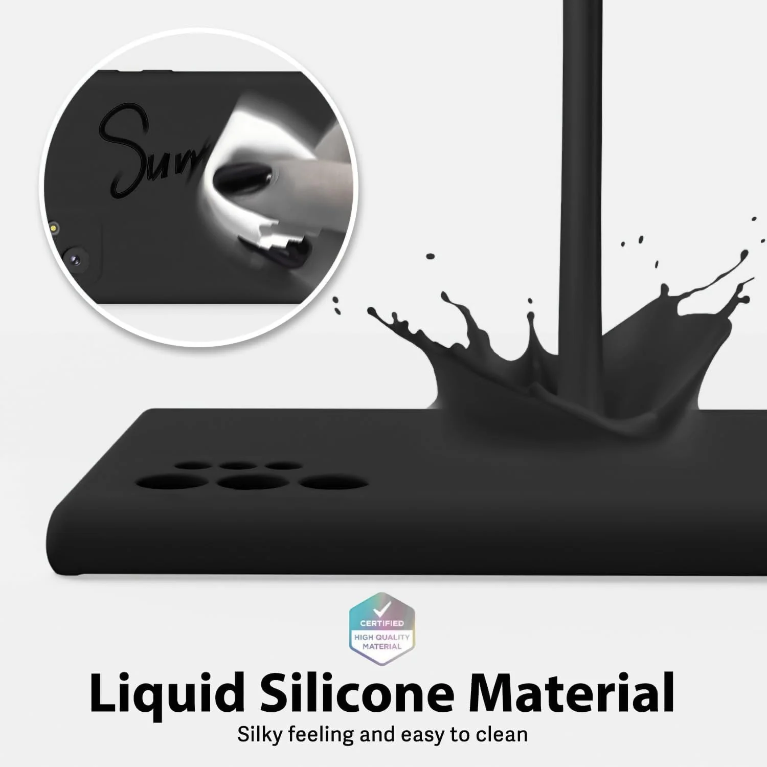 DL3 Mobilak Liquid Silicone Case for Samsung Galaxy Note10 Plus, Shock-absorbing protection, Scratch-resistant surface, Soft microfiber lining - Black