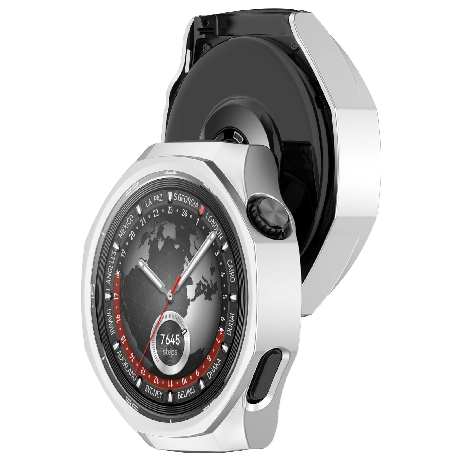 DL3 Mobilak Coverage Case with No Screen Protector Compatible with Huawei Watch GT 5 Pro 46MM, Disscool PC and Real Glass Protective Case Cover Compatible with Huawei Watch GT5 Pro 46MM - Silver