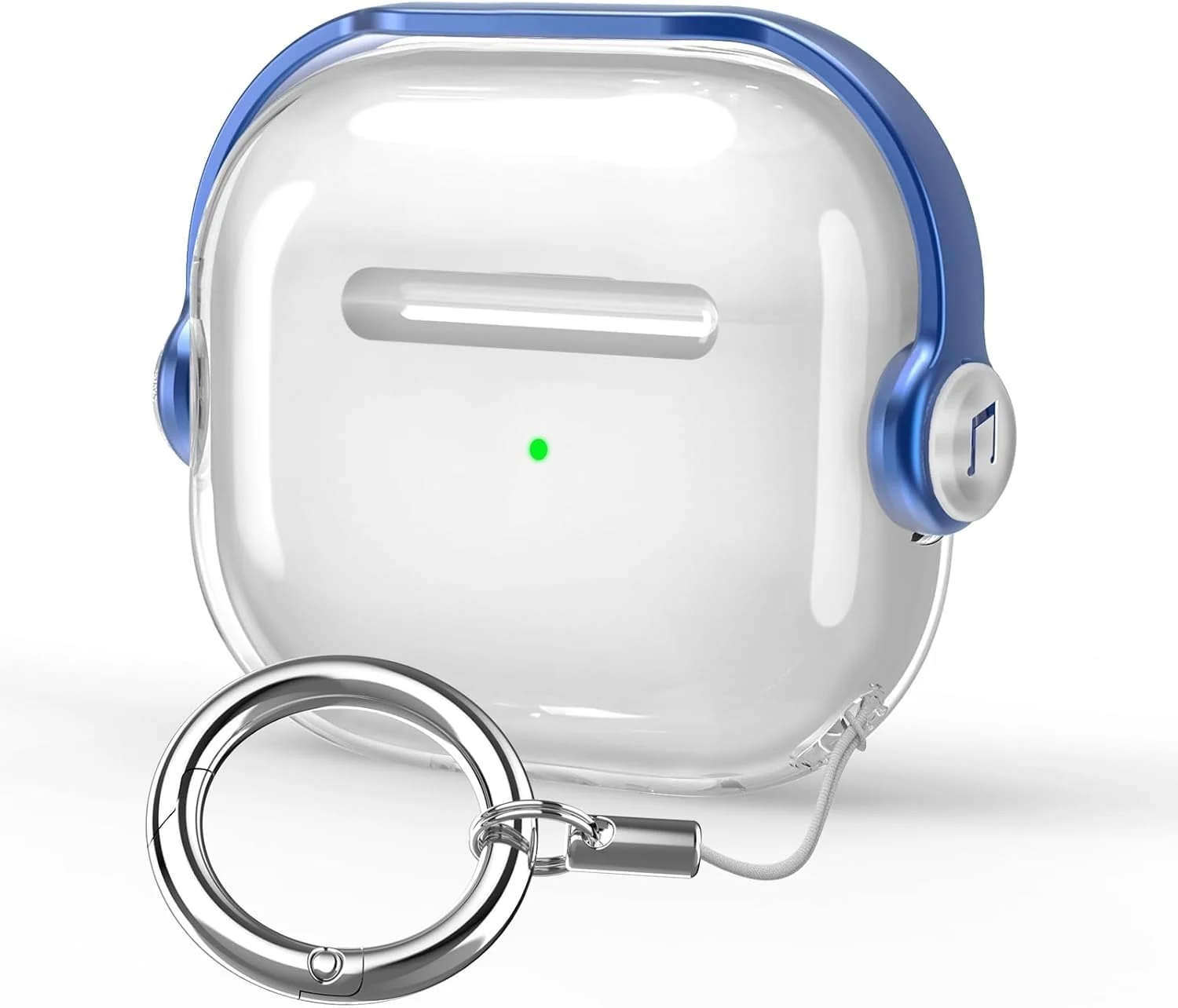 DL3 Mobilak Case for Apple AirPods 4 [With Closure Lid] [Front LED Visible] [With Wrist Strap] Skin Case Compatible with AirPods 4(2024) - Clear Blue