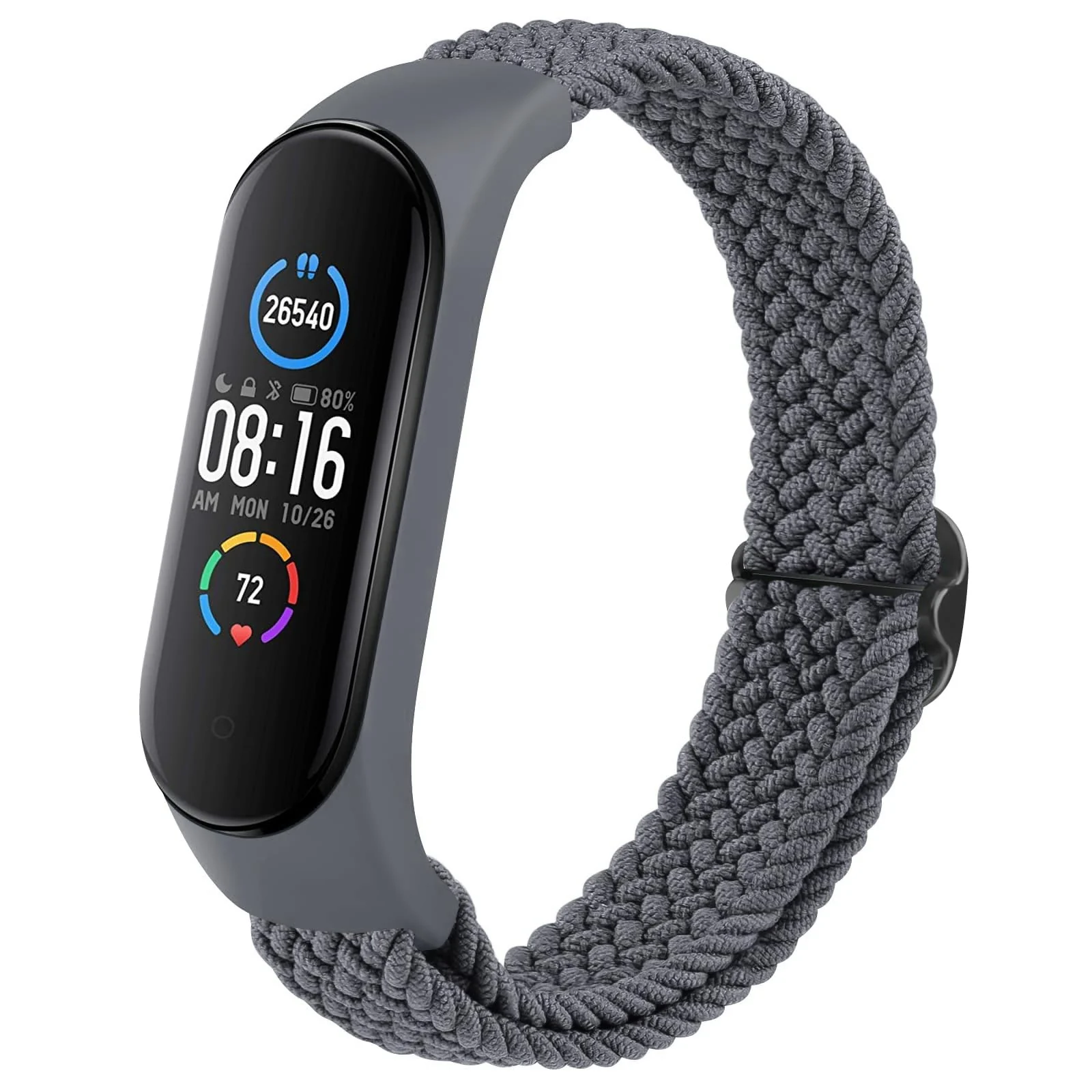 DL3 Mobilak Nylon Wristband Compatible for Xiaomi Mi Band 7/Mi Band 6/Mi Band 5/Mi Band 4/Mi Band 3, Adjustable Braided Elastic Solo Loop for Mi Band 7 6 5 4 3, Sport Strap Smart Watch Accessories - Grey
