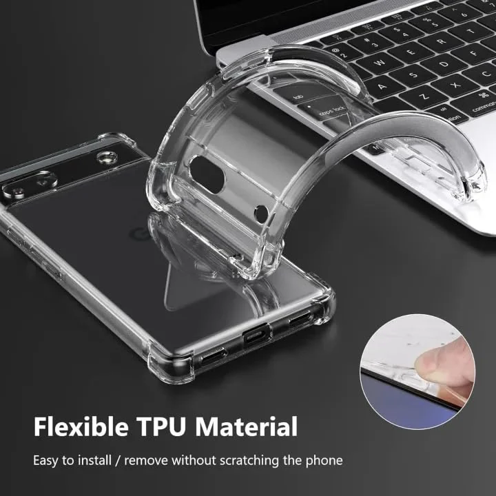 DL3 Mobilak Case Compatible with Google Pixel 6A, Cover SiliconeTransparent TPU Gorilla Anti-shock Protector Camera Shockproof Corners - Clear