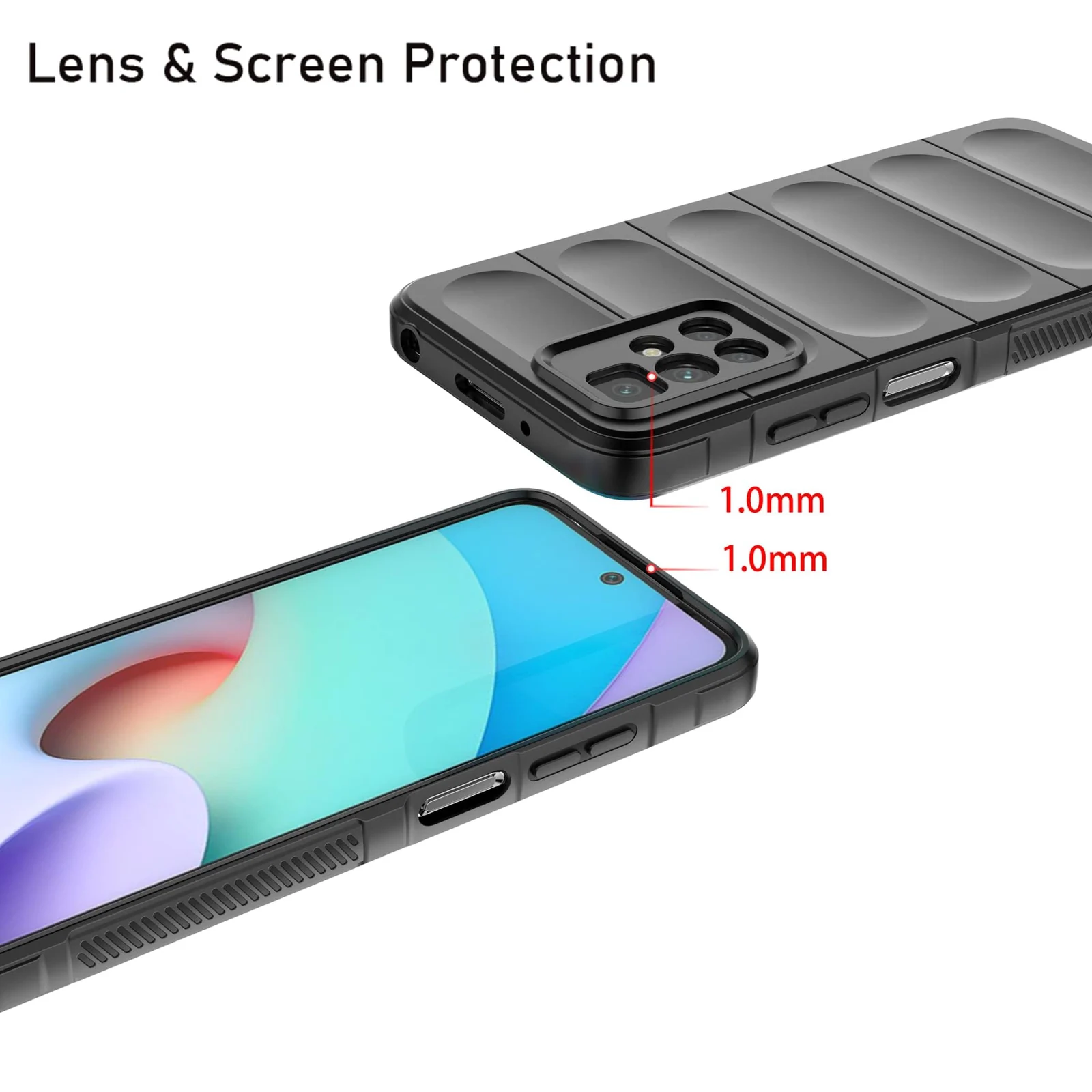 DL3 Mobilak Flexible Silicone and TPU Protective Case with Camera Protection for Xiaomi Redmi 10 4G / Redmi 10 2022 - Black