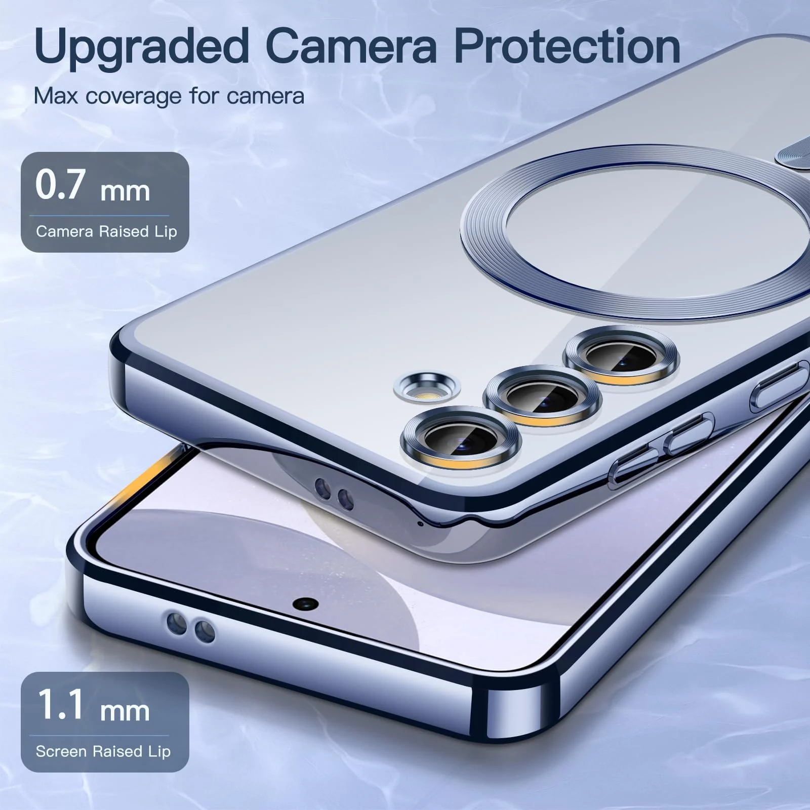 "DL3 Mobilak Samsung Galaxy S23 Fe Case [Compatible with MagSafe] Clear Magnetic Plated Slim Thin Shockproof Soft TPU Bumper Protective Phone Case Cover for Galaxy S23 Fe 5G 6.4"" 2023 - Sierra Blue"