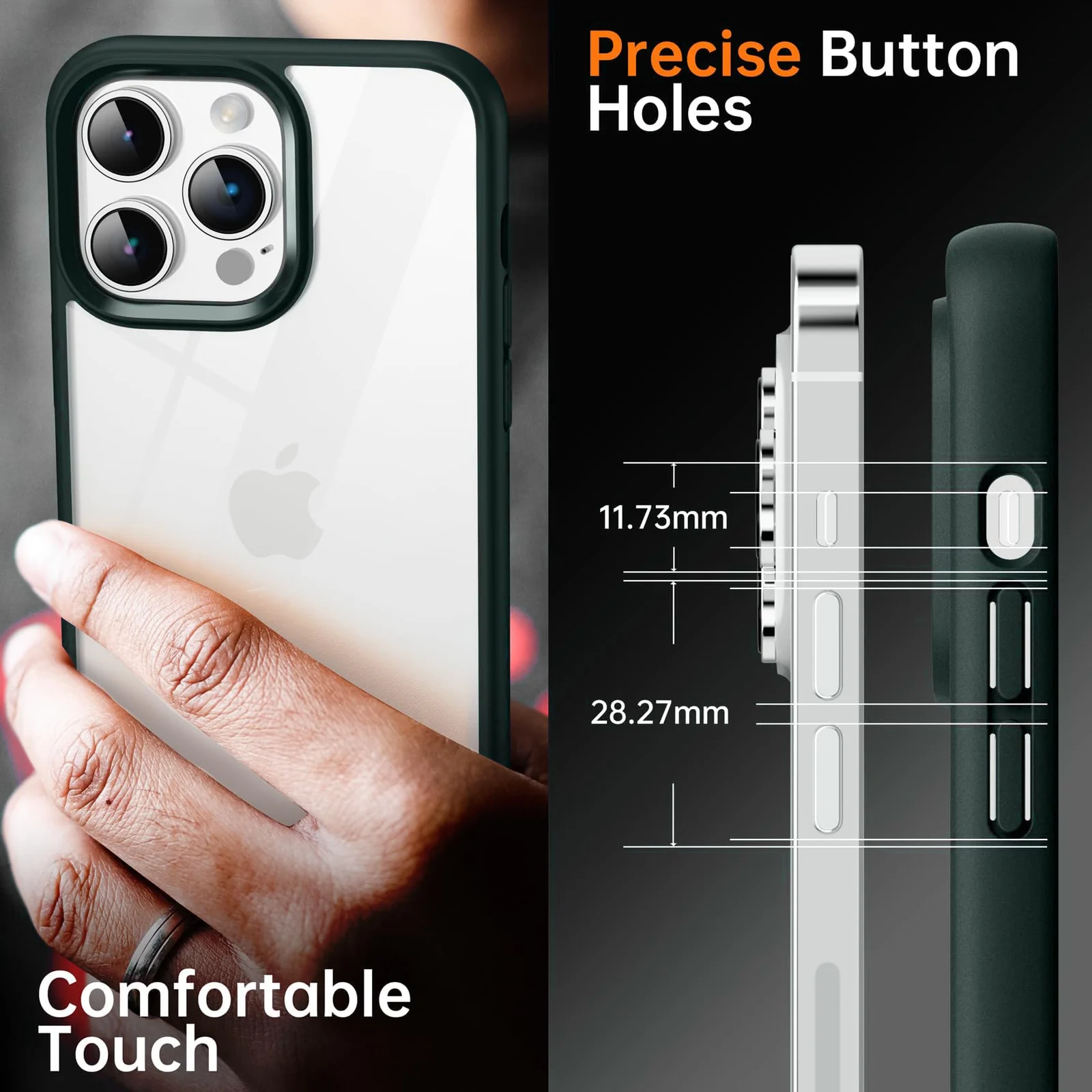 DL3 Mobilak Clear TPU Case for iPhone 14 Pro Max (6.7 Inch), Shock-absorbing protection, Non-slip grip, Raised edges around the screen and camera - Green