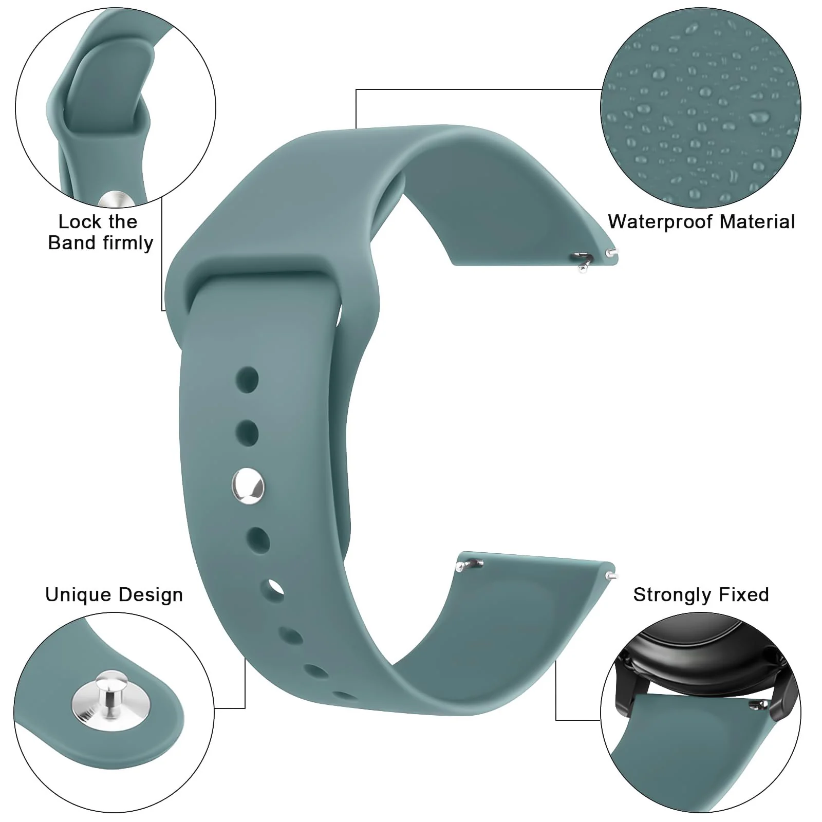 DL3 Mobilak Straps Compatible with Xiaomi Redmi Watch 5 Active/Redmi Watch 5 Lite Bracelets for Men Women, 22mm Soft Silicone Strap, Waterproof Adjustable Band Sports Replacement - Pine Green