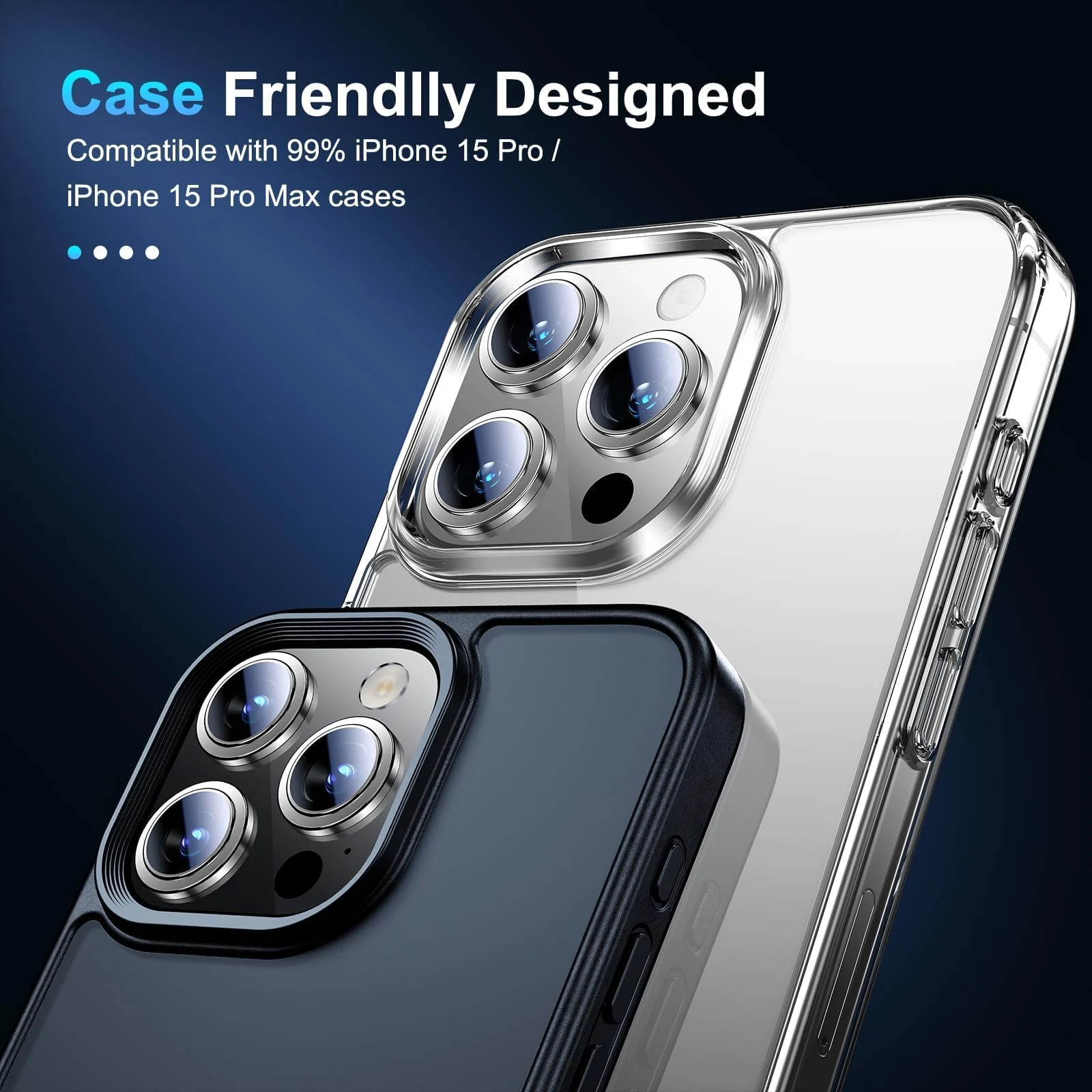 DL3 Mobilak Camera Lens Protector For iPhone 15 Pro/iPhone 15 Pro Max, [Keep Original Shooting] Tempered Glass Screen Protector Metal Individual Camera Cover, Case Friendly - Silver