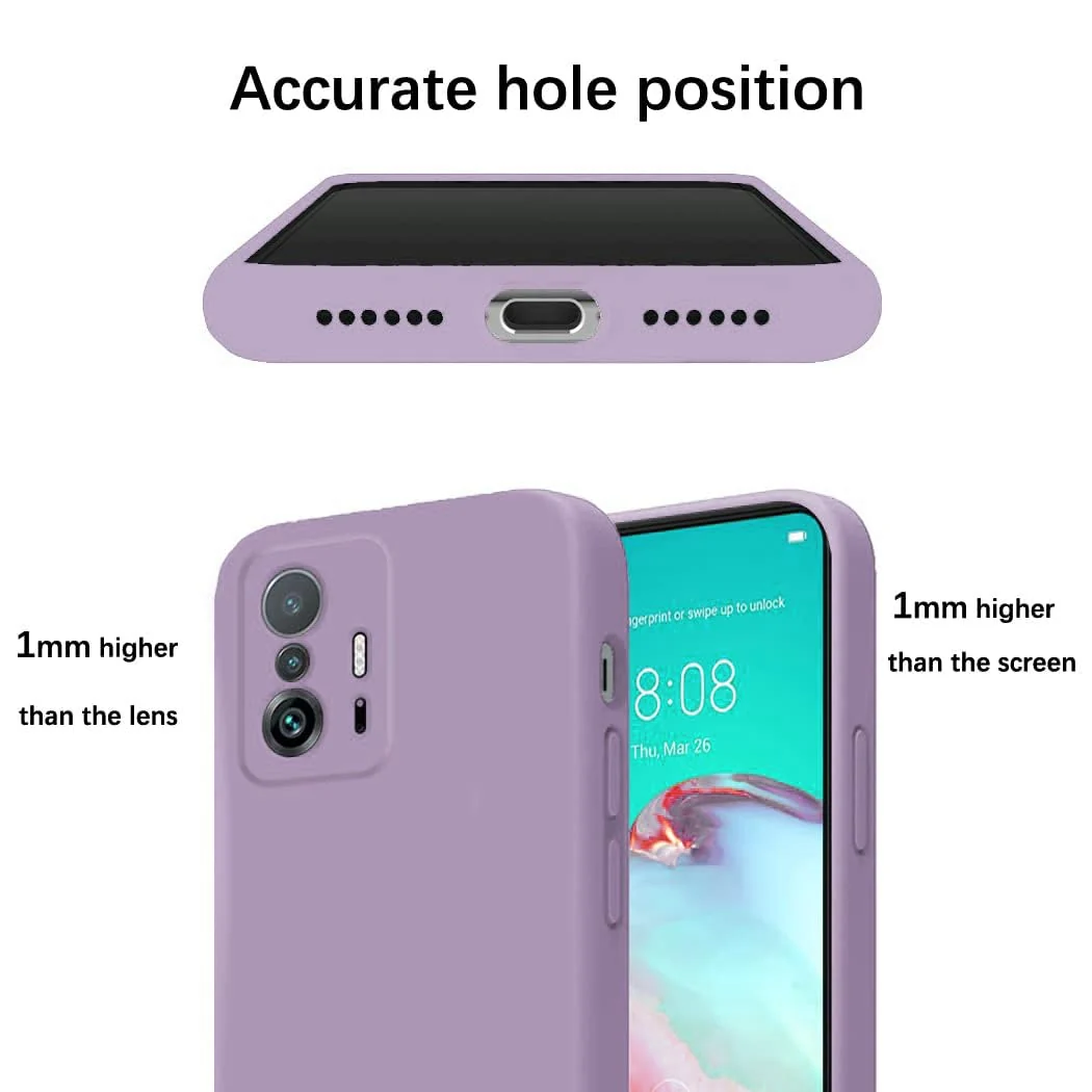 DL3 Mobilak Xiaomi 11T / Xiaomi 11 T Pro Case, Soft Flexible Silicone Gel Rubber Bumper Cover, Full Body Shockproof Protective Phone Case - Lavender