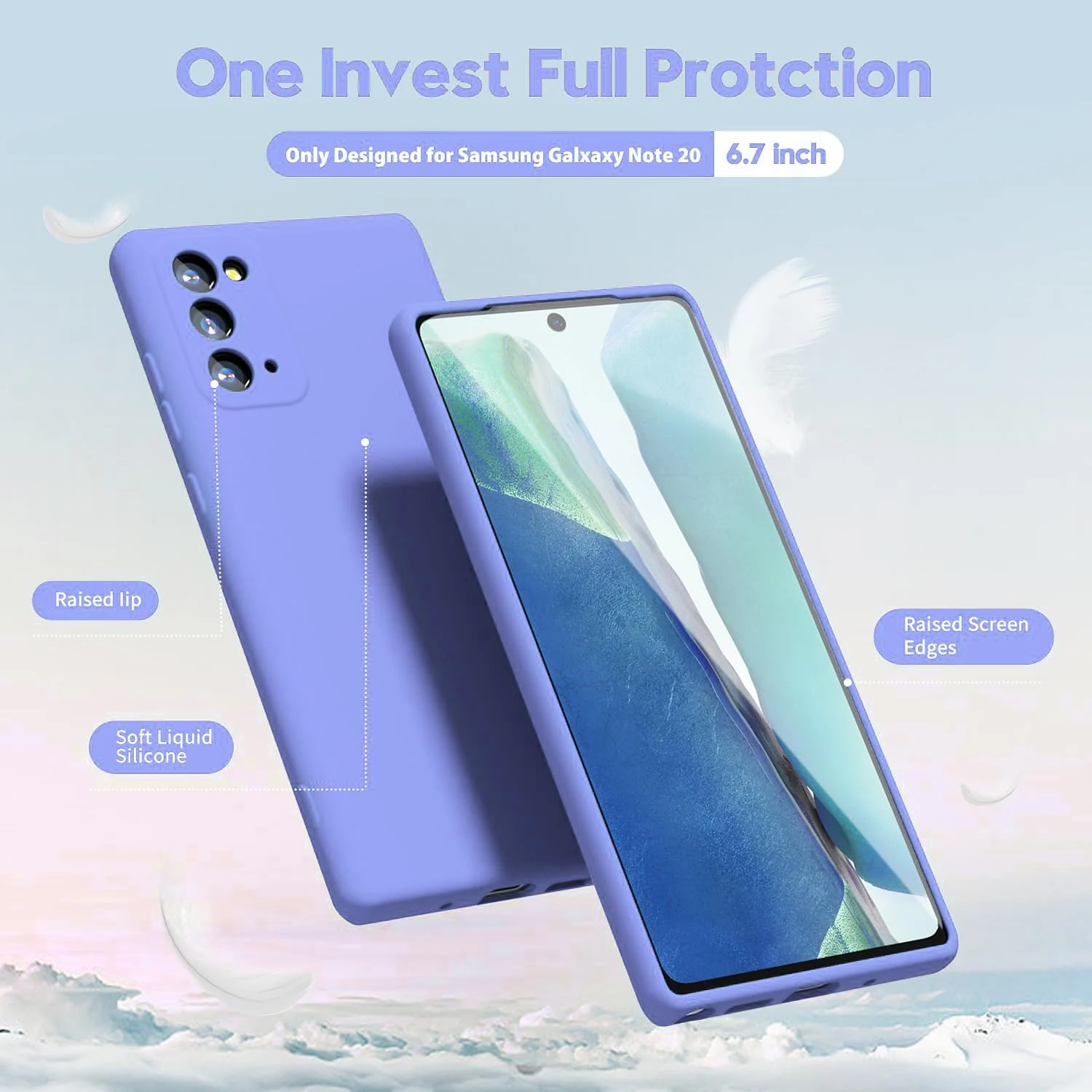 "DL3 Mobilak Liquid Silicone Case for Samsung Galaxy Note 20 5G (6.7""), Shock-absorbing protection, Scratch-resistant surface, Soft microfiber lining - Baby Blue"