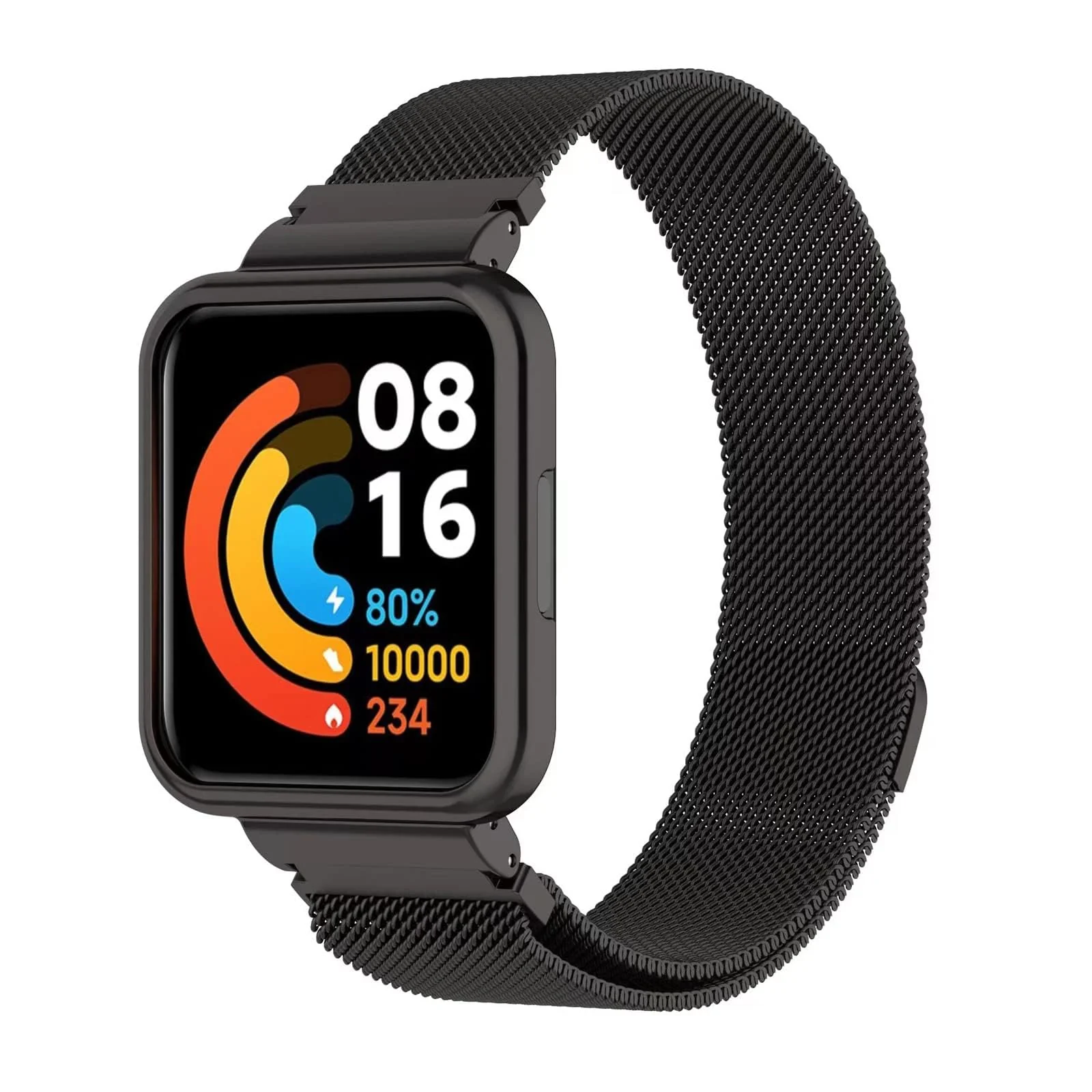 DL3 Mobilak Strap For Xiaomi Redmi Watch 2 Lite/Poco Watch/Redmi Watch 2 / Horloge 2, Magnetic Metal Stainless Steel Adjustable Wristbands Breathable Watch Band With Frame Metal - Black