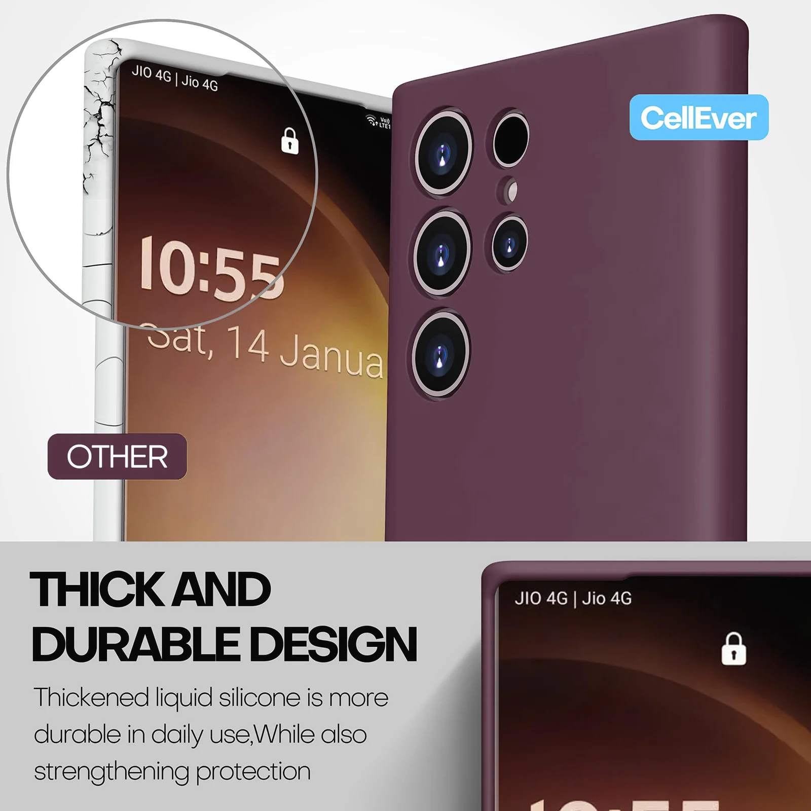 DL3 Mobilak Soft Silicone Protective Case for Samsung Galaxy S22 Ultra 5G with Microfiber Lining and Shockproof Design - Wine Red