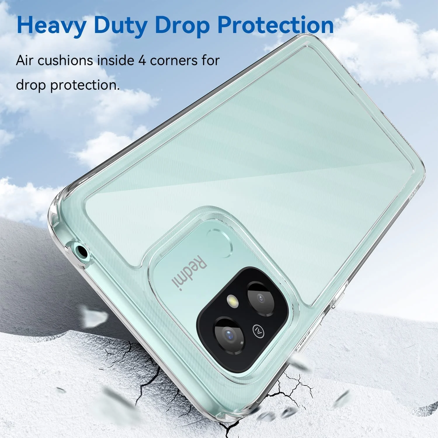 DL3 Mobilak Case Compatible with Xiaomi Redmi 12C Case Crystal Soft TPU Gel Case Flexible Silicone Anti-Scratch Camera Protection TPU Cover - Clear