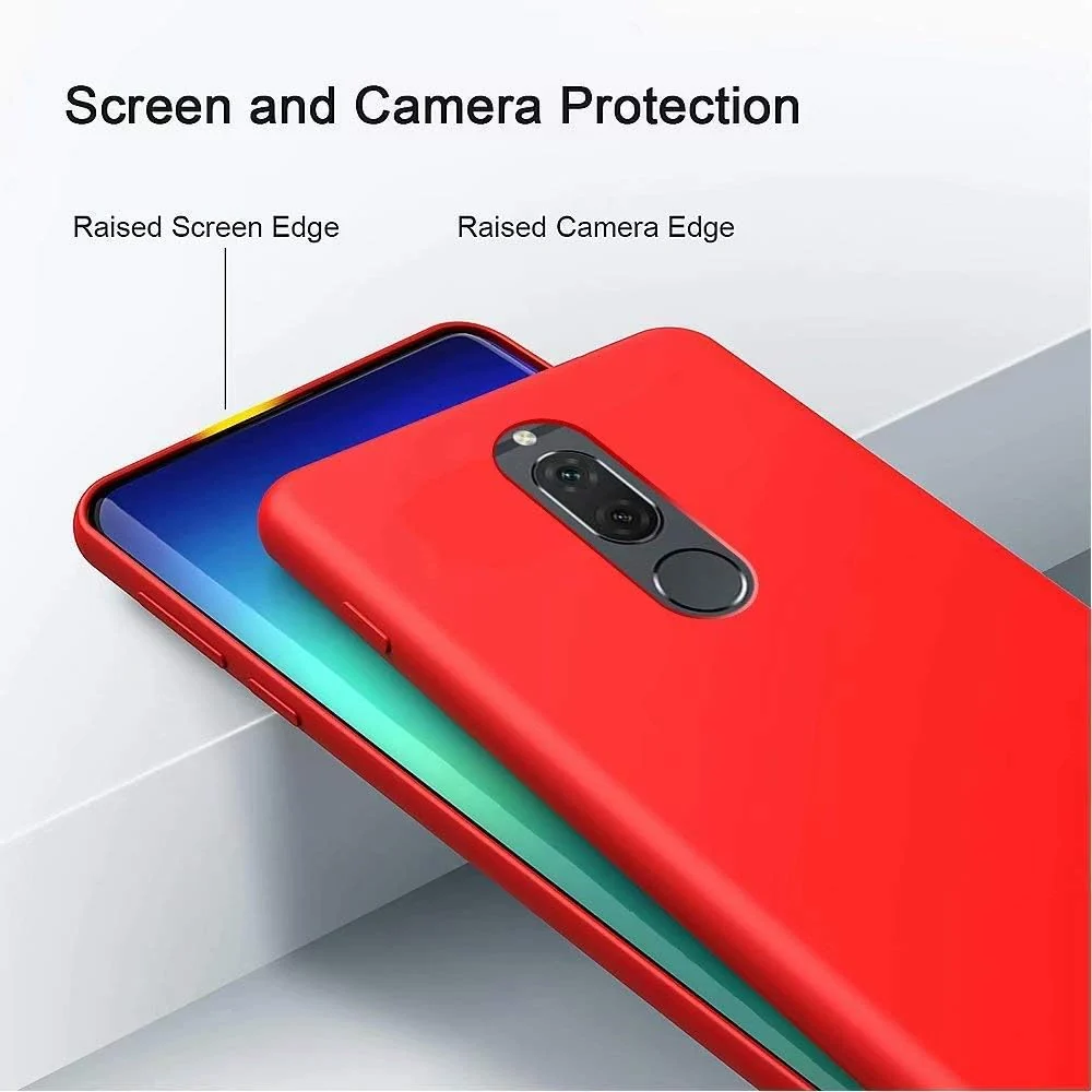 DL3 Mobilak Soft Silicone Protective Case for Huawei Mate 10 Lite with Microfiber Lining and Shockproof Design - Red