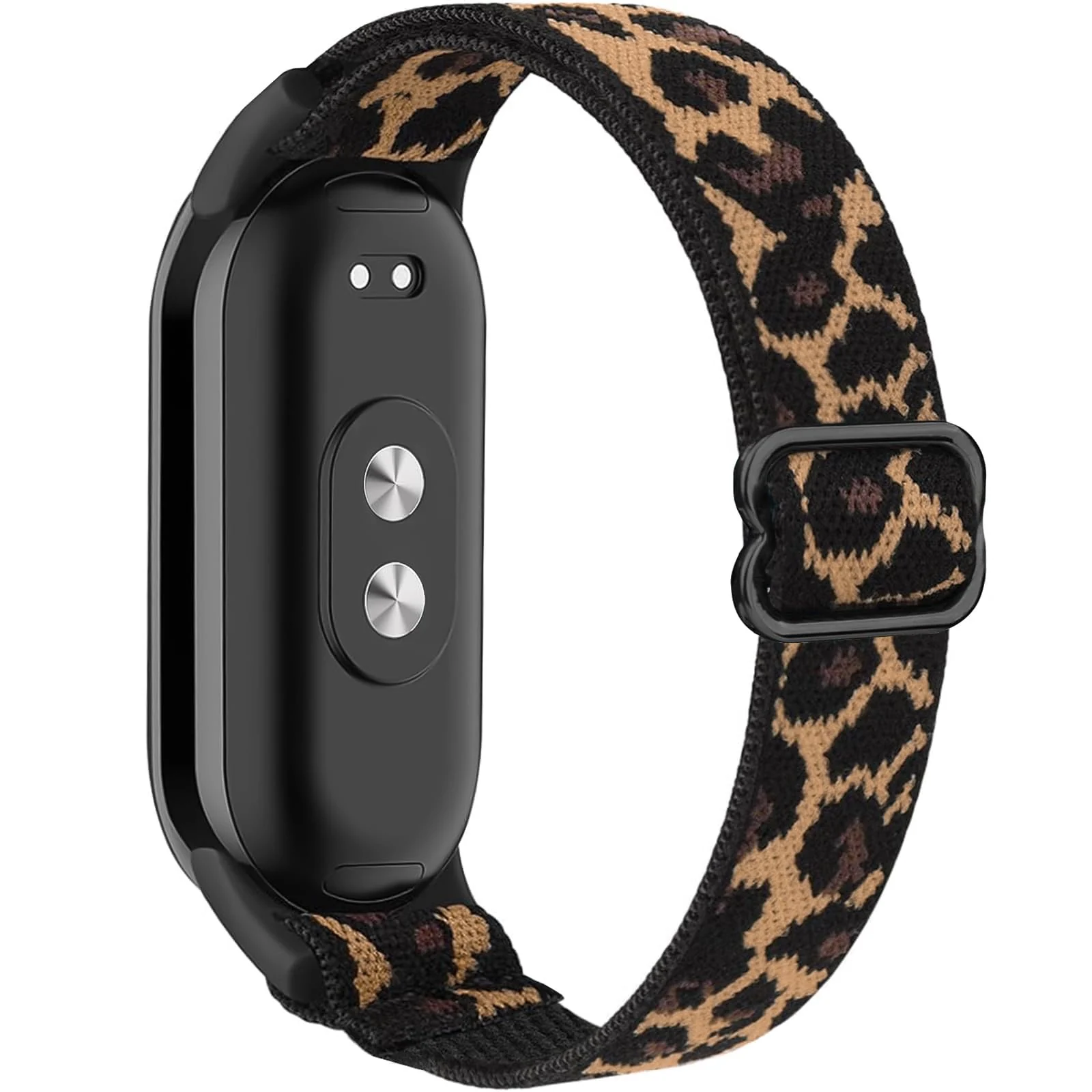 DL3 Mobilak Strap for Xiaomi Mi Band 10 / Xiaomi Mi Band 9 / Xiaomi Mi Band 8, Elastic Nylon Straps, Adjustable Breathable Replacement Bracelet for Xiaomi Smart Band 8/9/10 for Women Men - Leopard Print