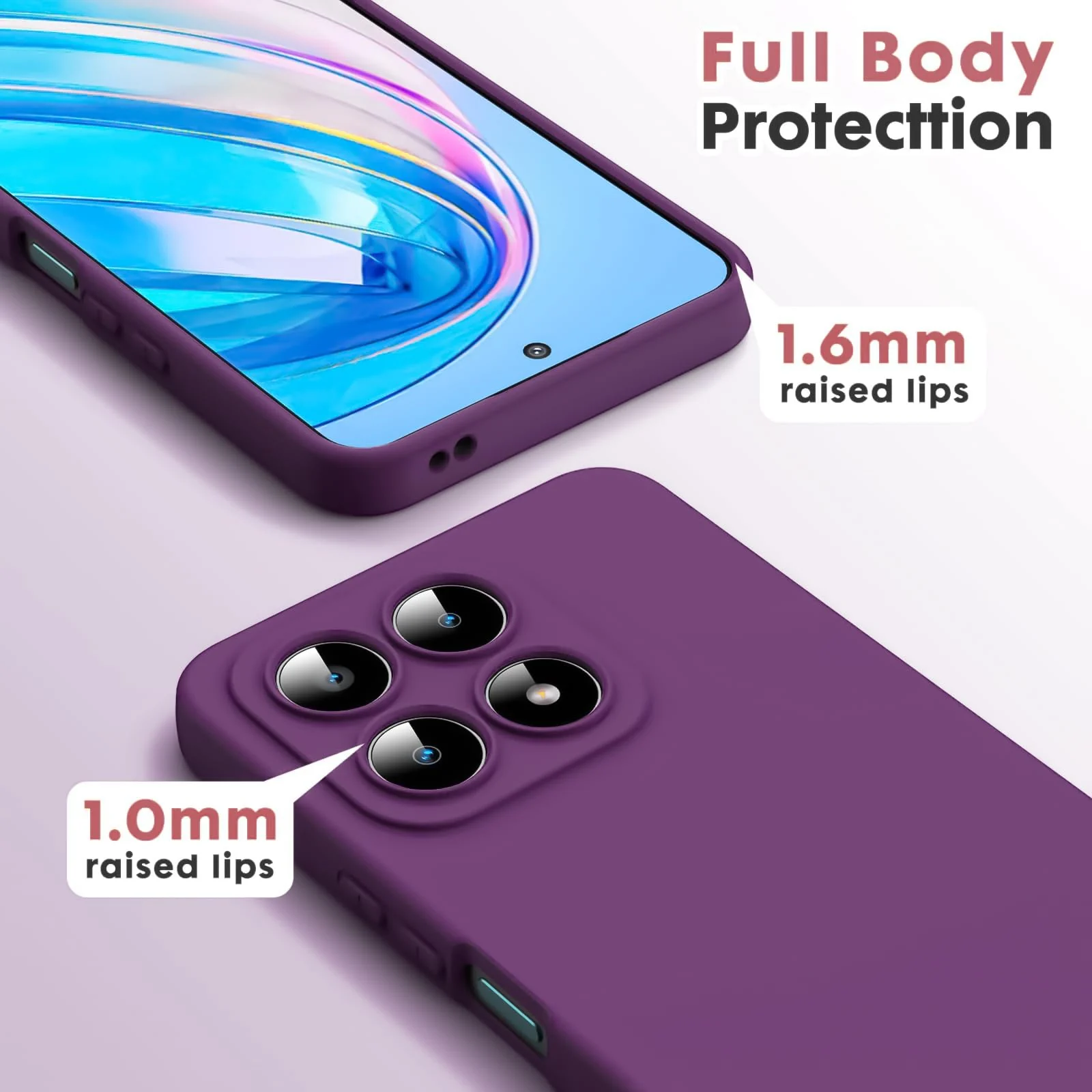 DL3 Mobilak Liquid Silicone Protective Case with Soft Microfiber Lining with Full Camera Protection for Honor X8A - Violet