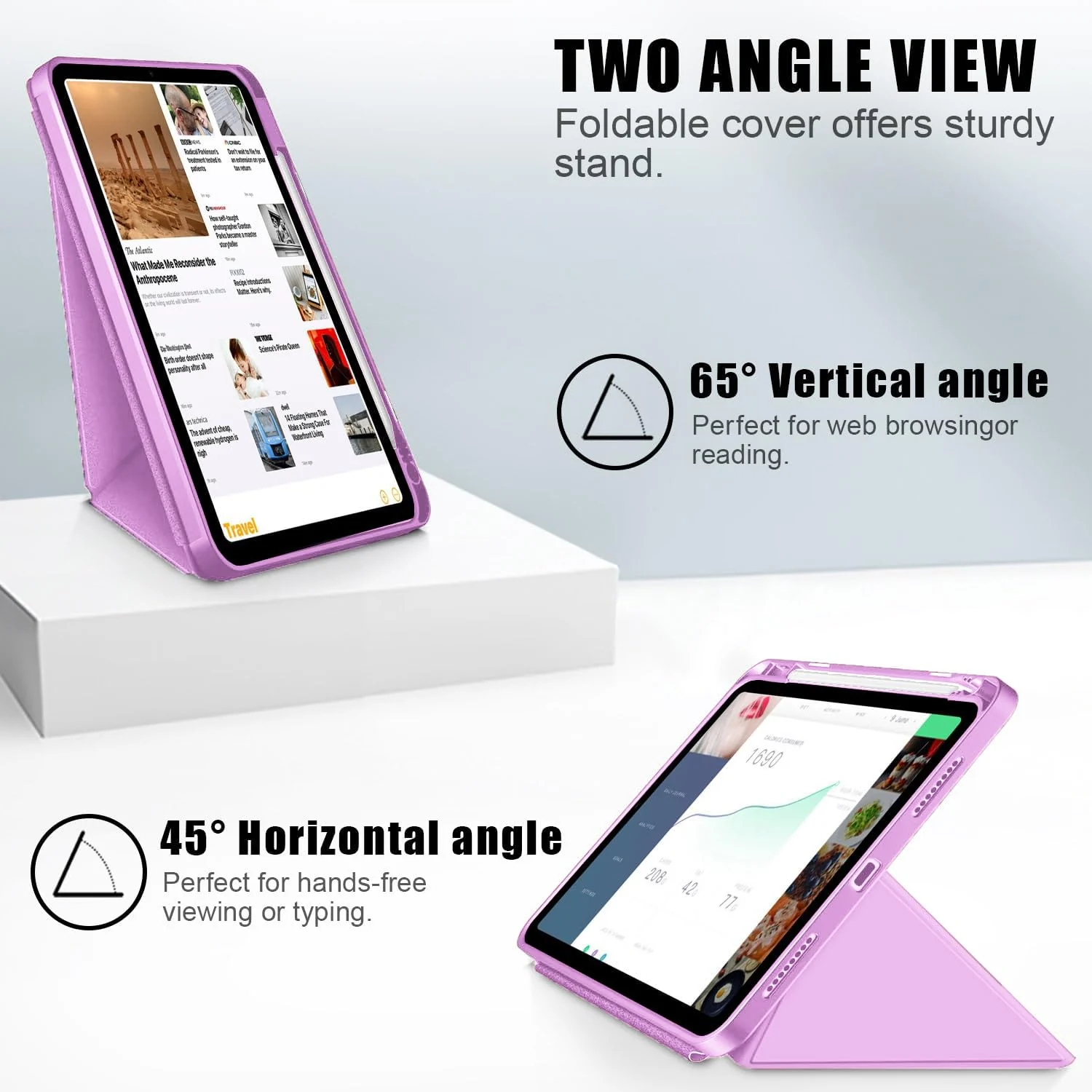 DL3 Mobilak For iPad Mini 6 case (8.3 inch, 2021), iPad Mini 6th Generation Case, Smart Stand, Pencil Holder, Shockproof Slim Lightweight Leather Cover, Modern Abstract Design - Pastel Violet