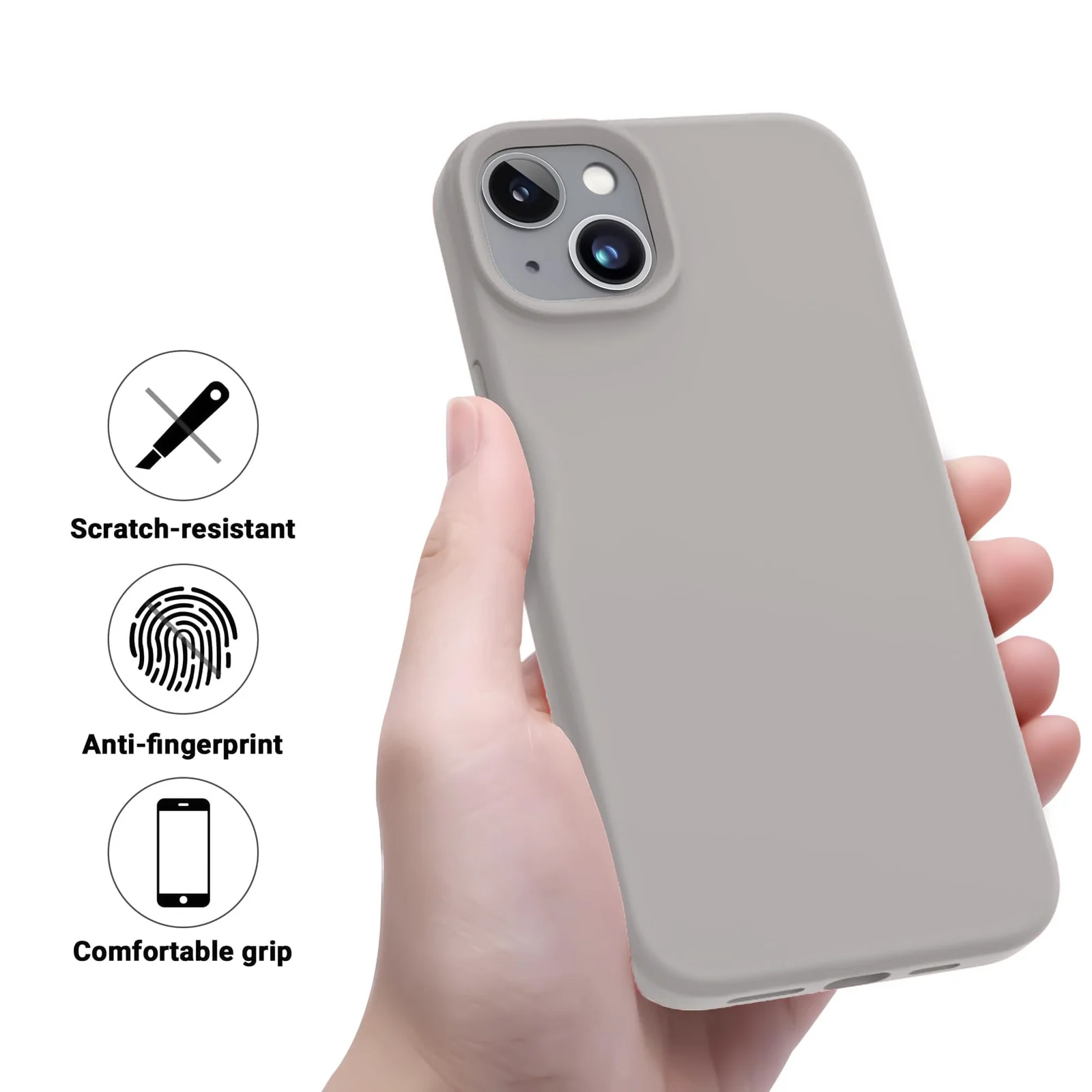 DL3 Mobilak Compatible with iPhone 13 / iPhone 14 (6.1 Inch) Case, Liquid Silicone Case, Full Body Protective Cover, Shockproof, Slim Phone Case, Anti-Scratch Soft Microfiber Lining (Off White 2) - Off-White 2
